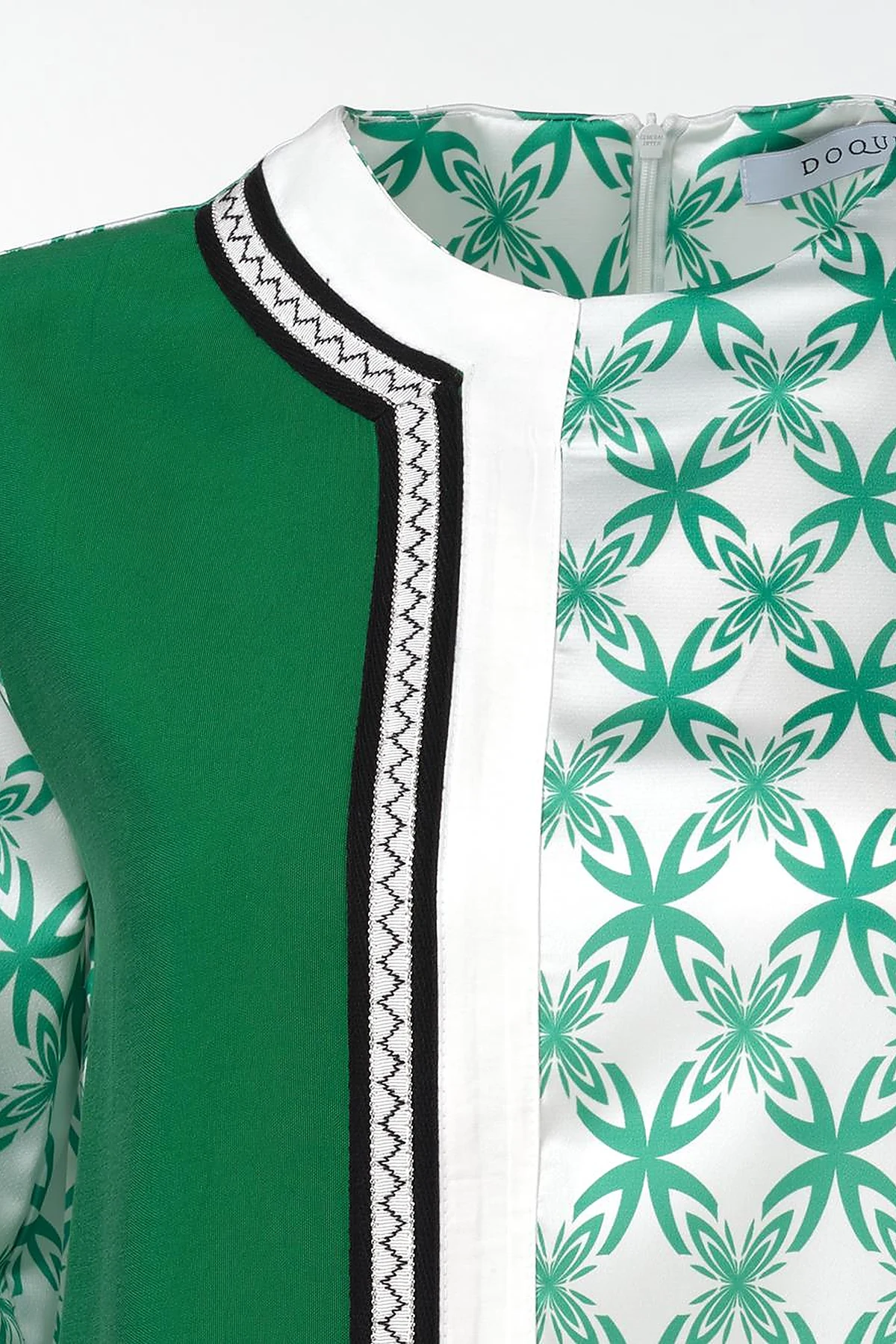 Elegant Floral Pattern Tunic Green