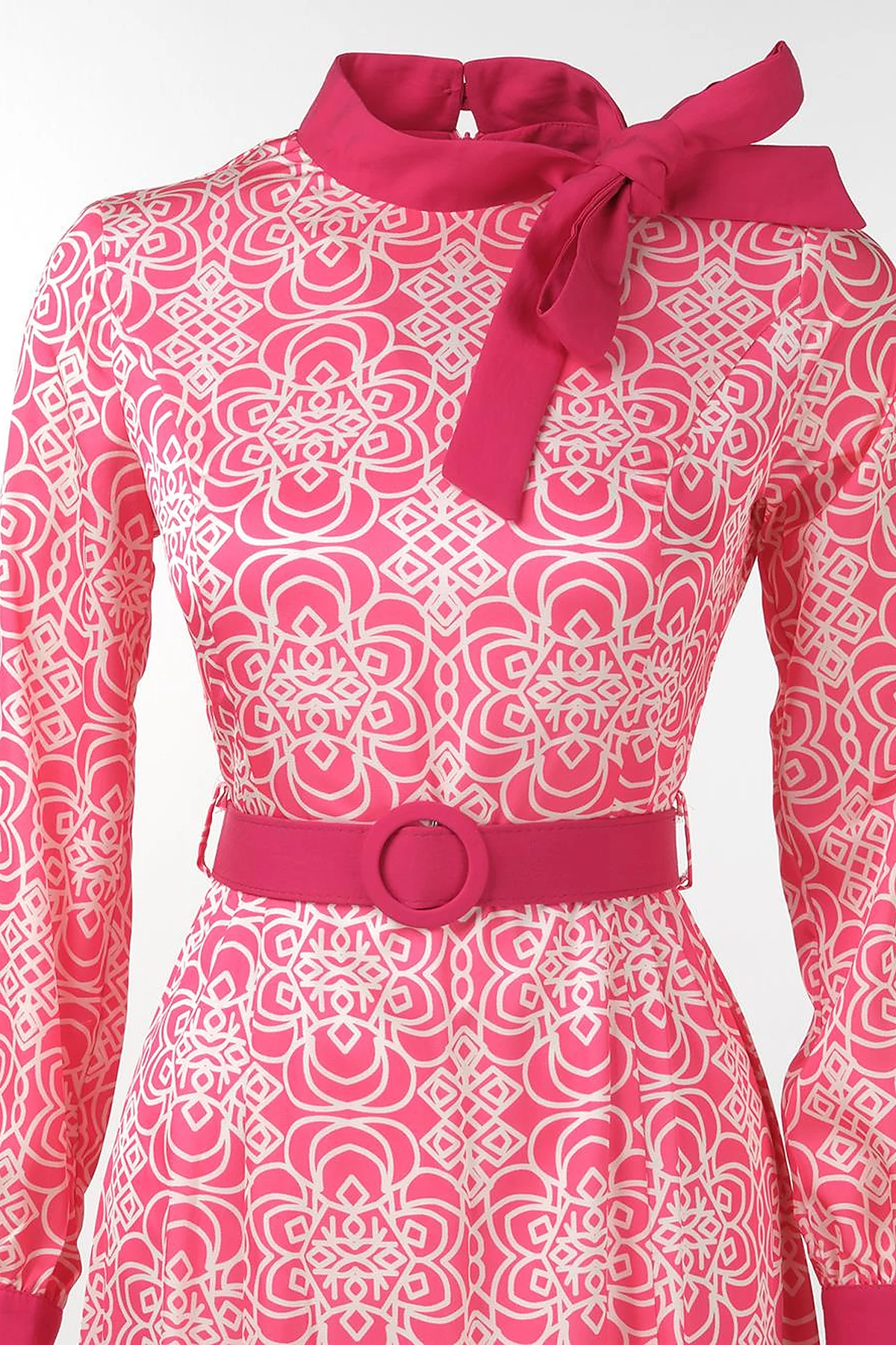 Belted Elegant Dress Fuchsia