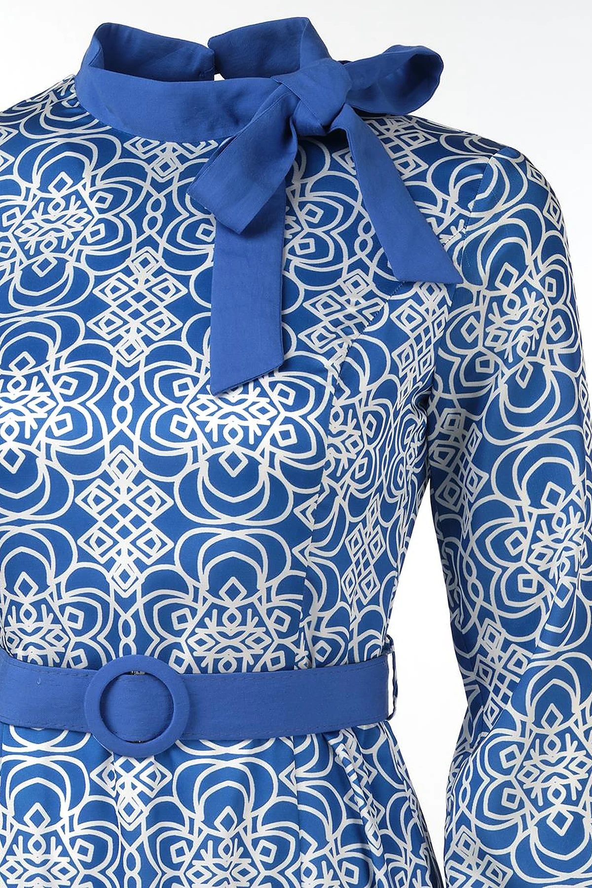 Belted Elegant Dress Sax