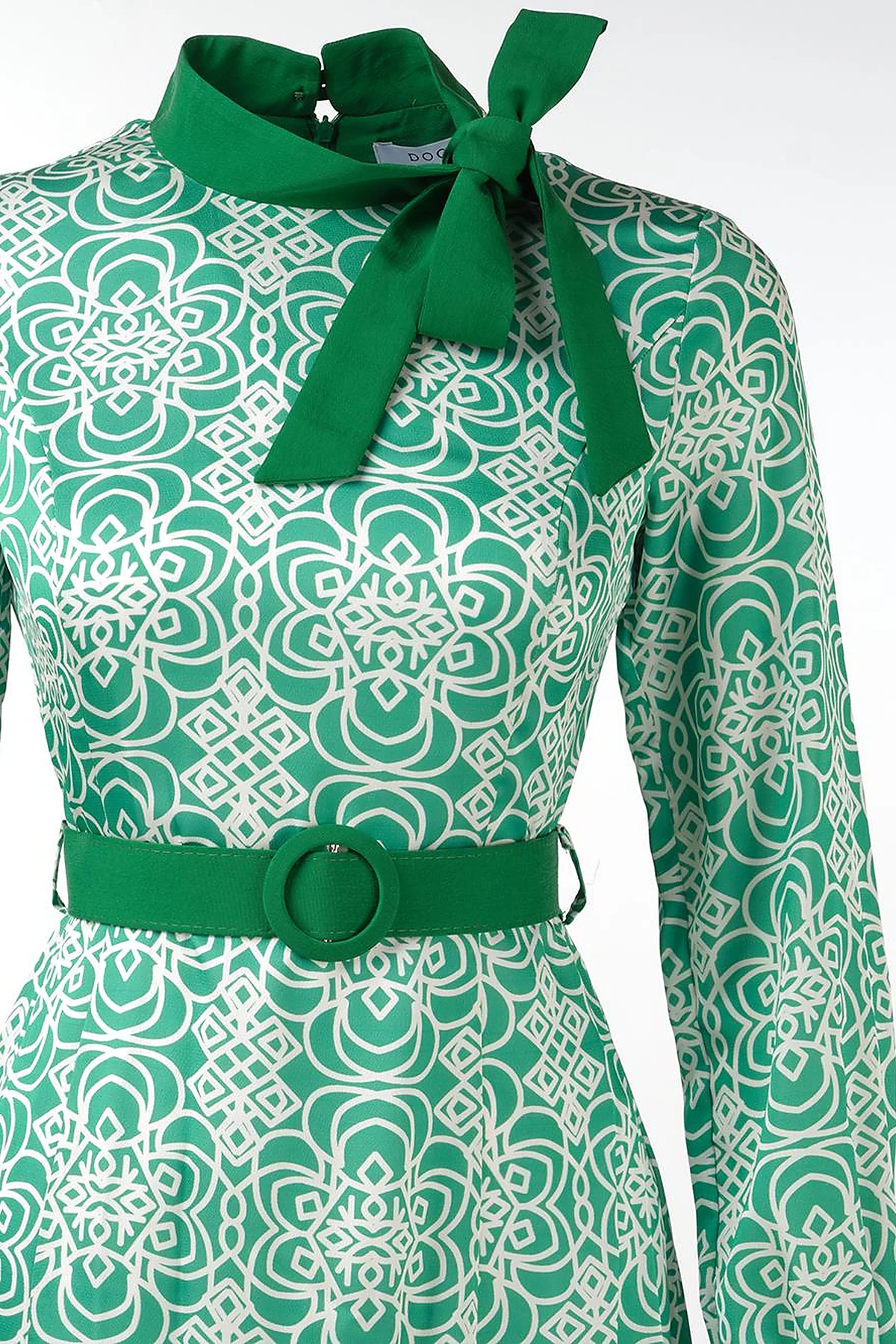Belted Elegant Dress Green