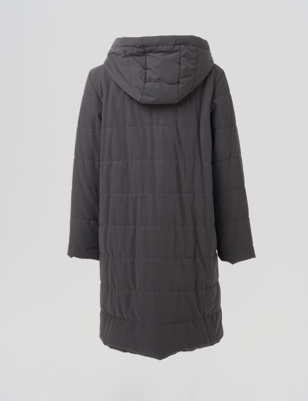 Snap-Button Detail Hooded Jacket Anthracite