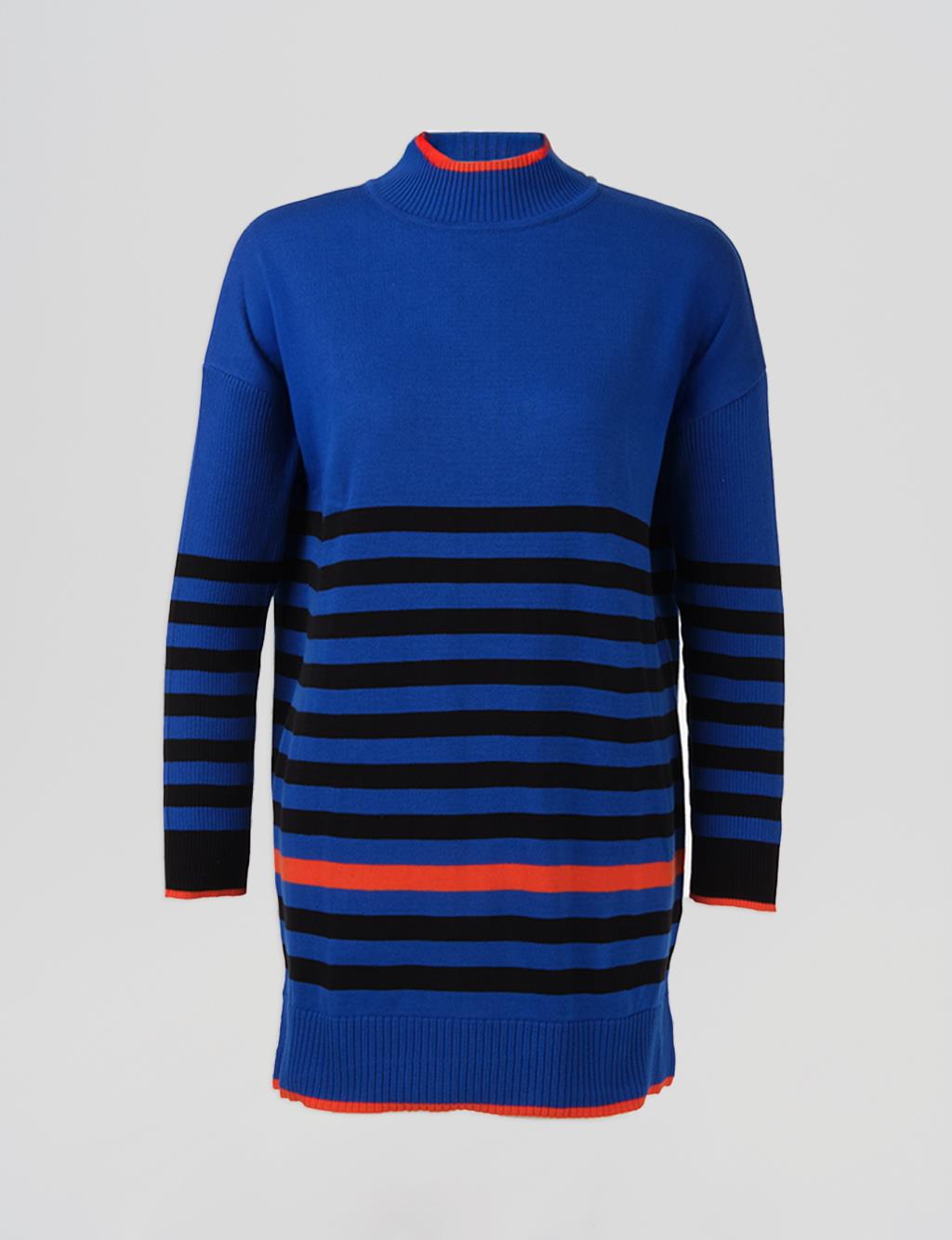 Striped Knit Tunic Saxony