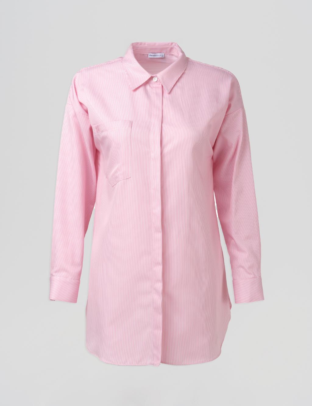 Single-Pocket Basic Tunic Pink