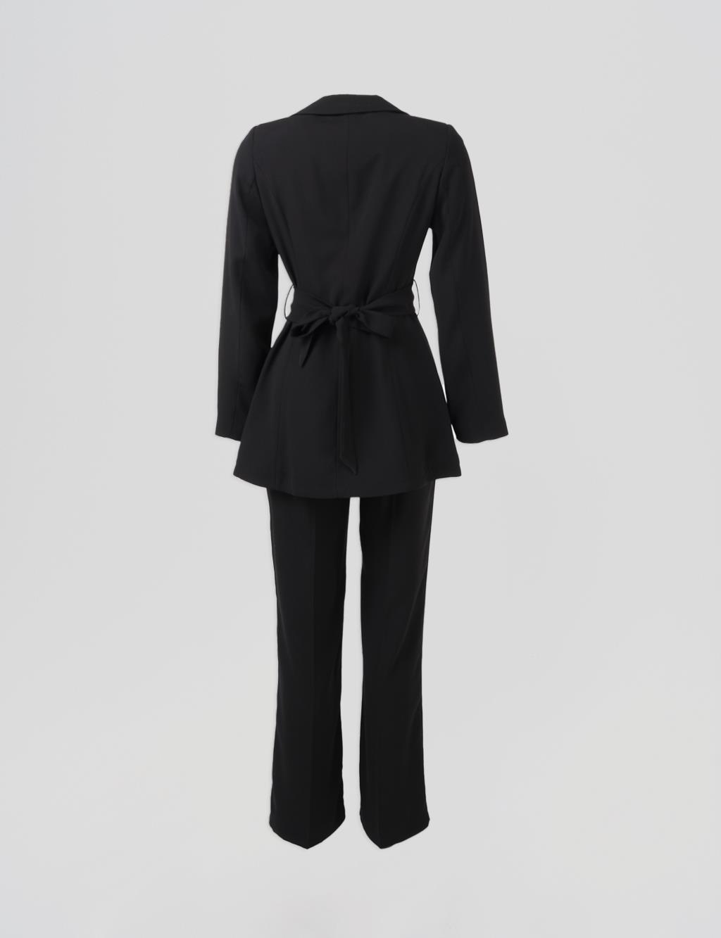 Waist Detailed Two-Piece Suit Black