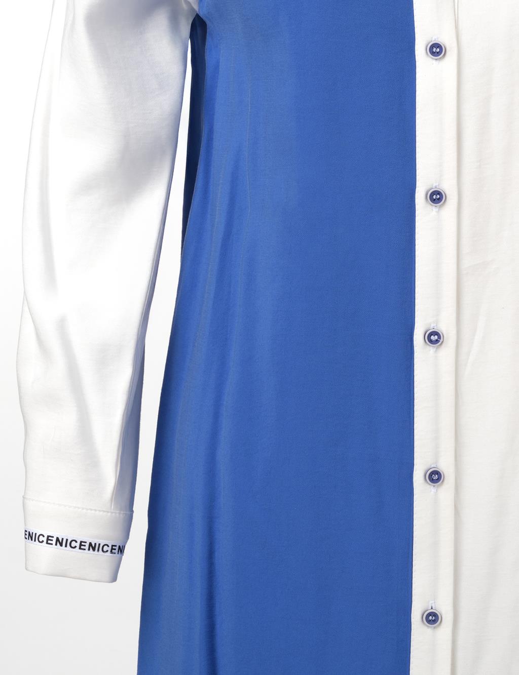 Slogan-Cuffed Tunic Sax
