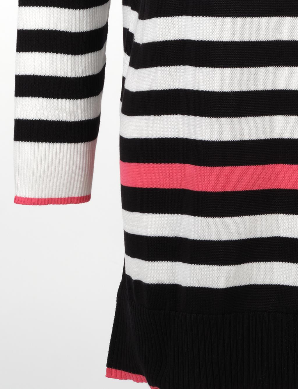 Striped Knit Tunic Black