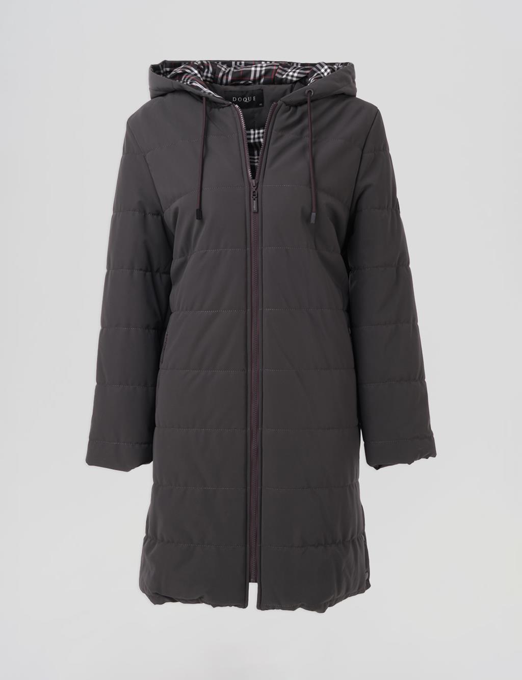 Snap-Button Detail Hooded Jacket Anthracite