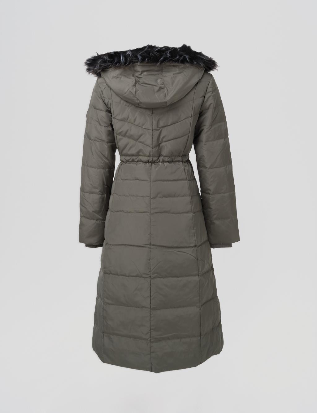 Down Feather Filled Long Coat Mildew Green