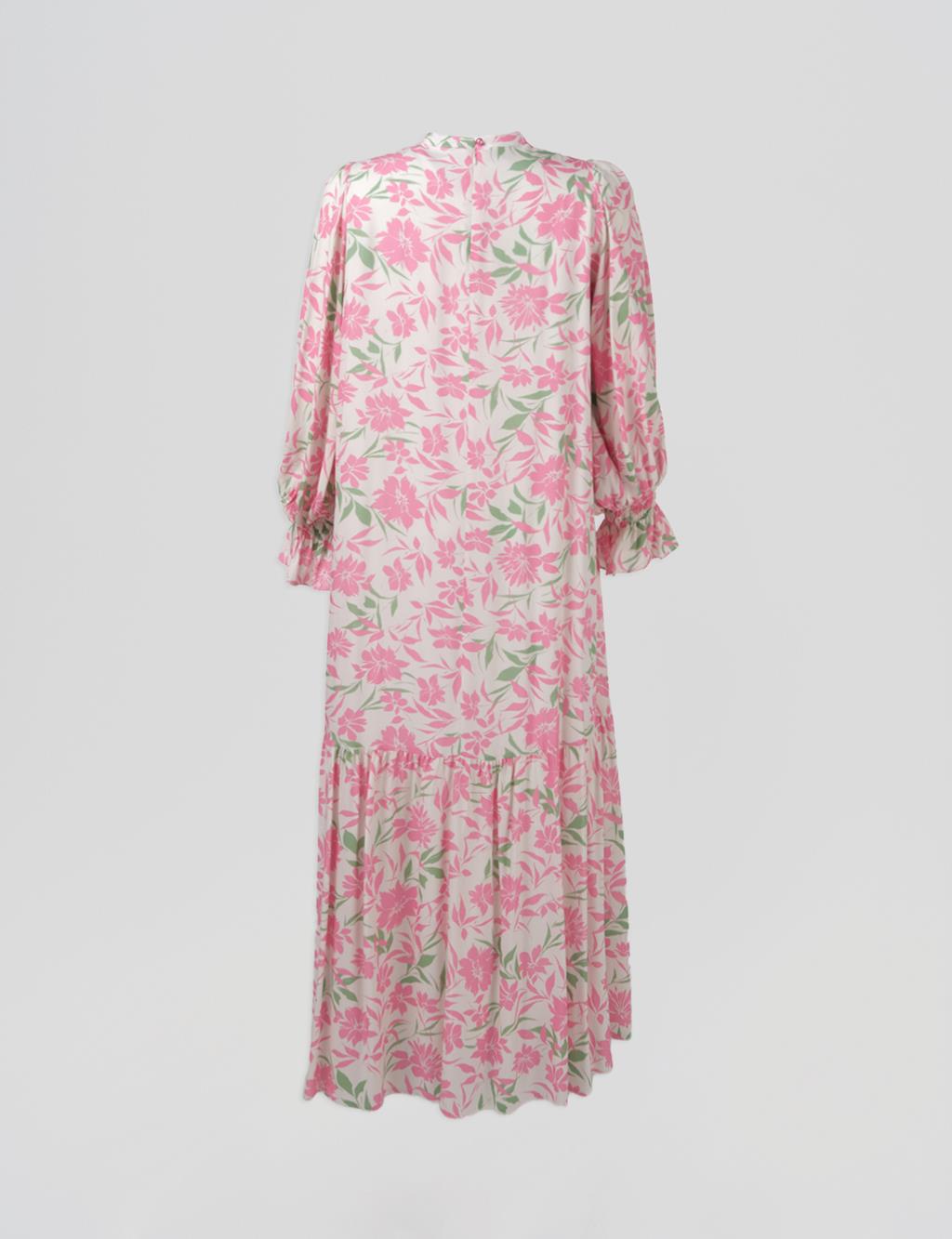 Floral Patterned Viscose Dress Pink