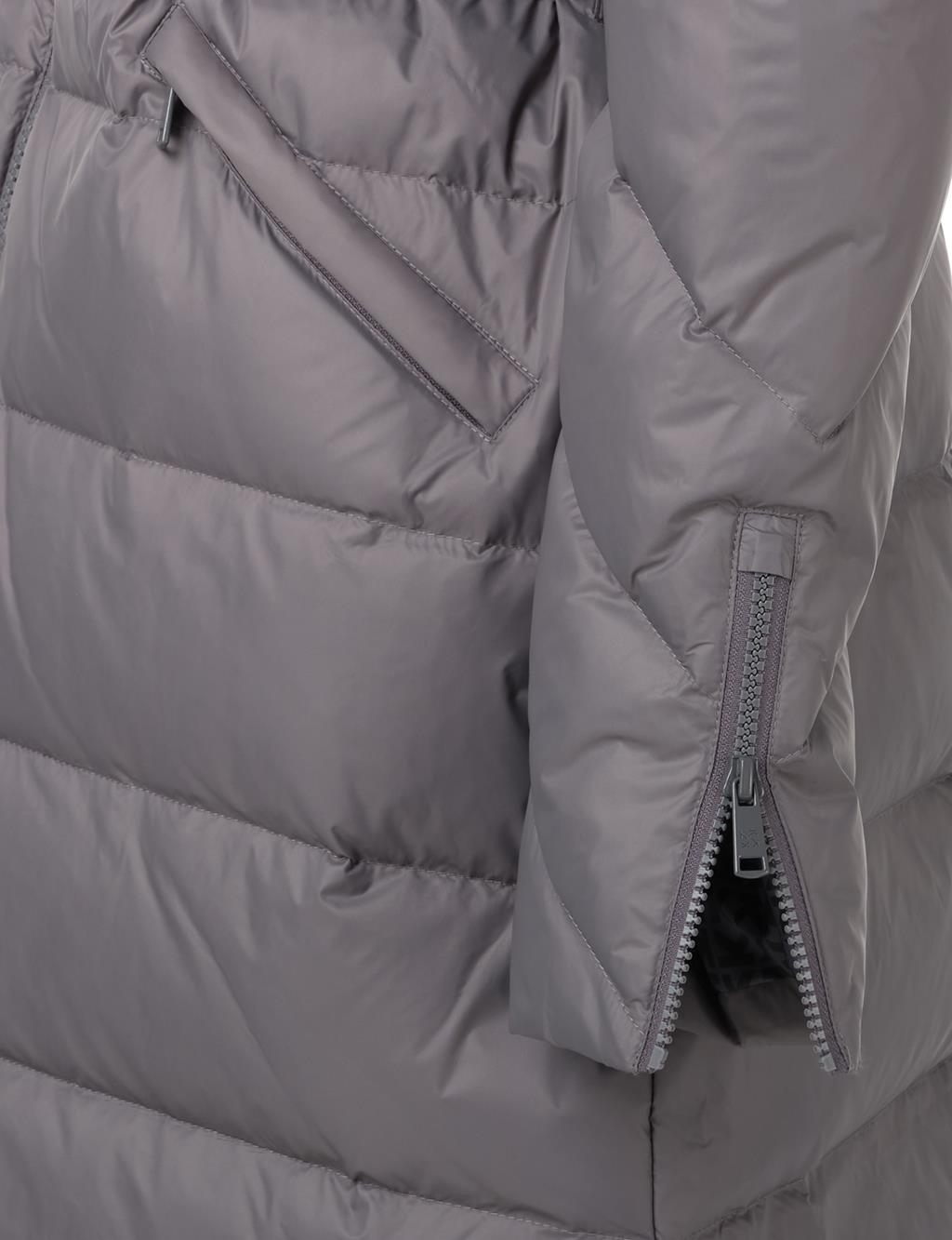 Removable Hooded Goose Down Coat Smoke