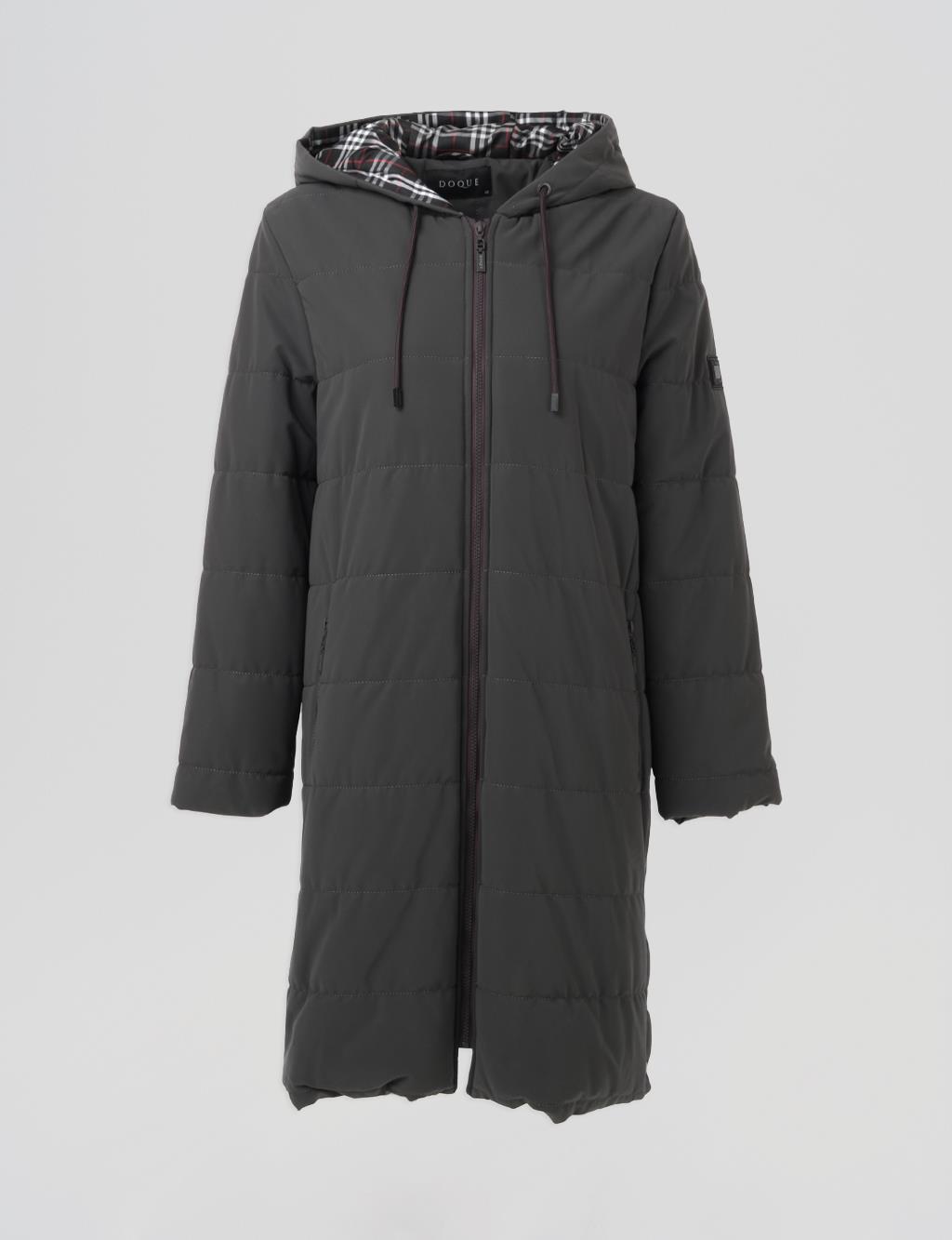 Snap-Button Detail Hooded Jacket Anthracite