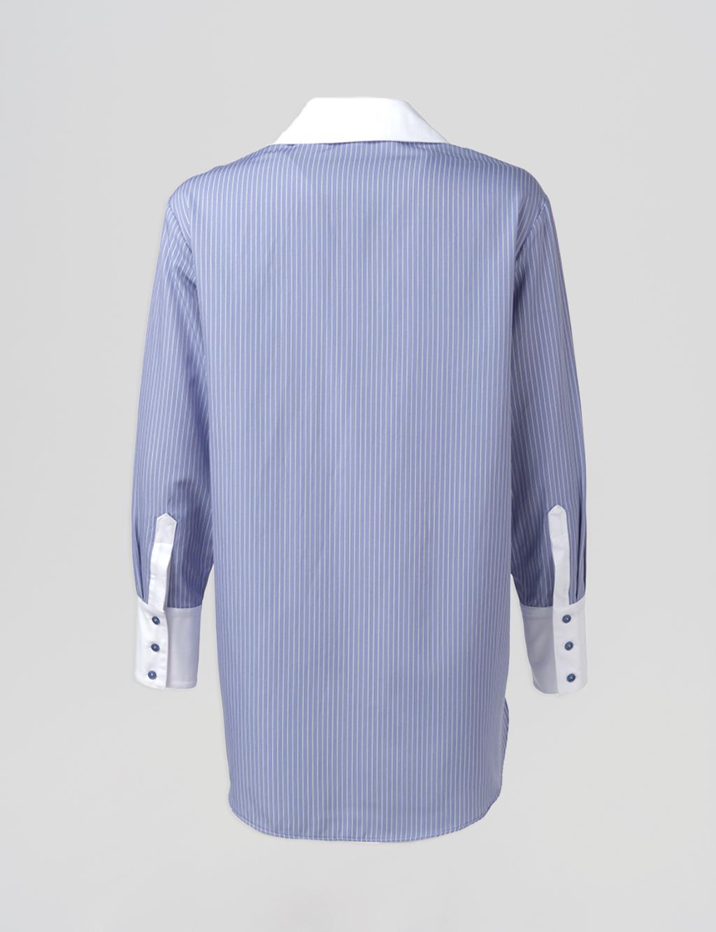 Wide-Cuff Basic Tunic Aviator Blue