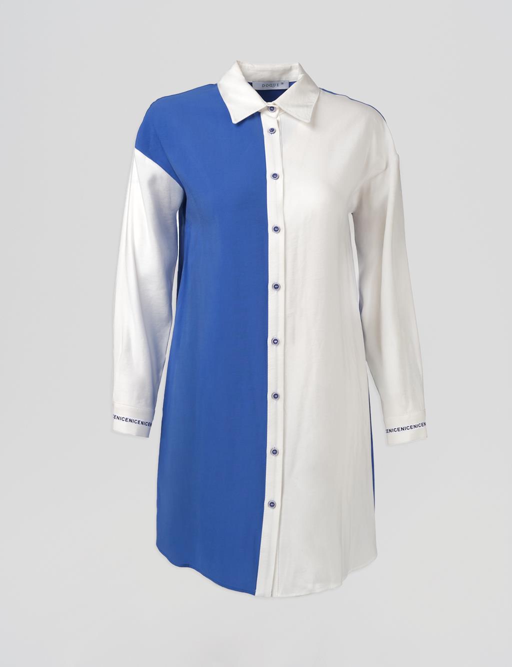 Slogan-Cuffed Tunic Sax