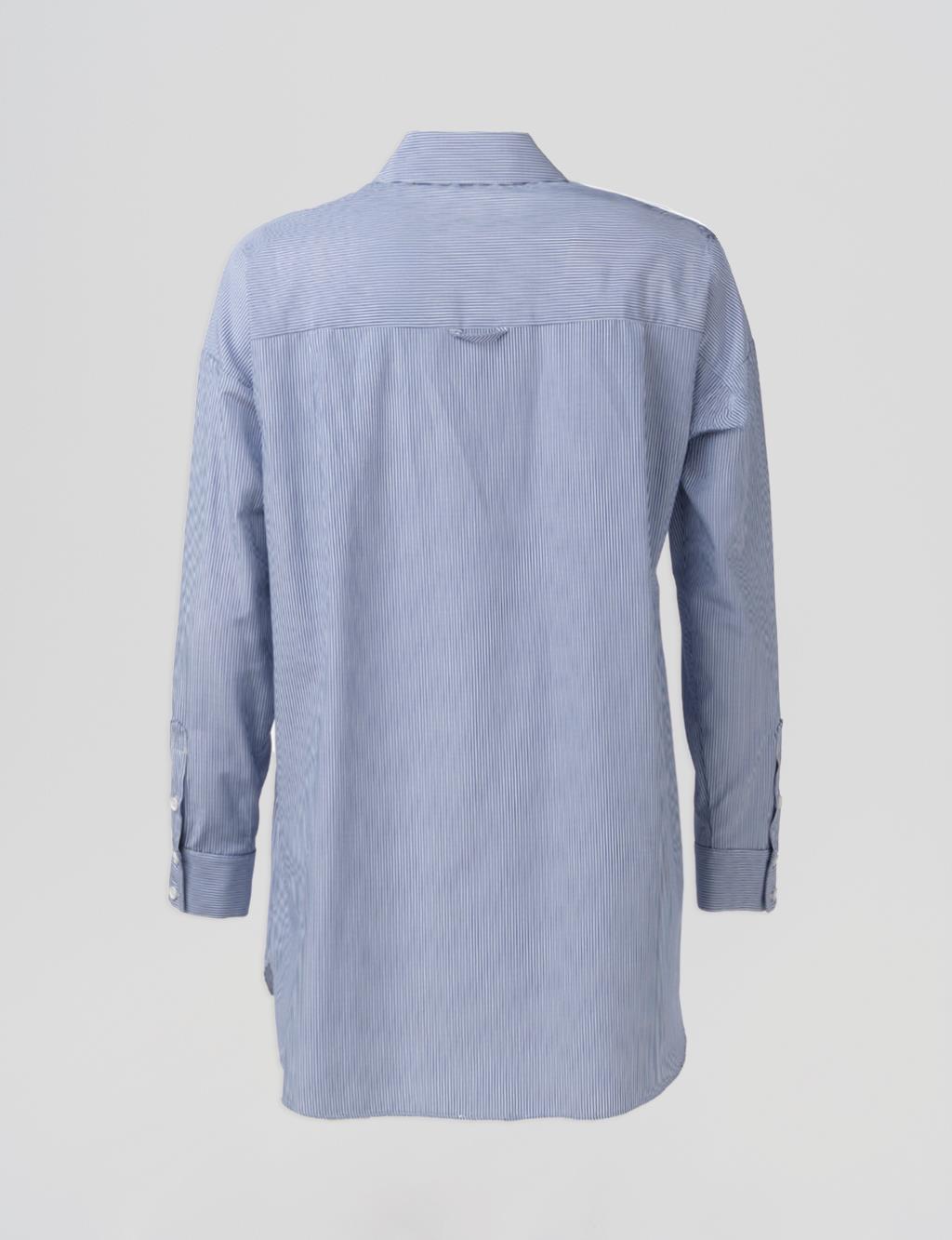 Single-Pocket Basic Tunic Blue
