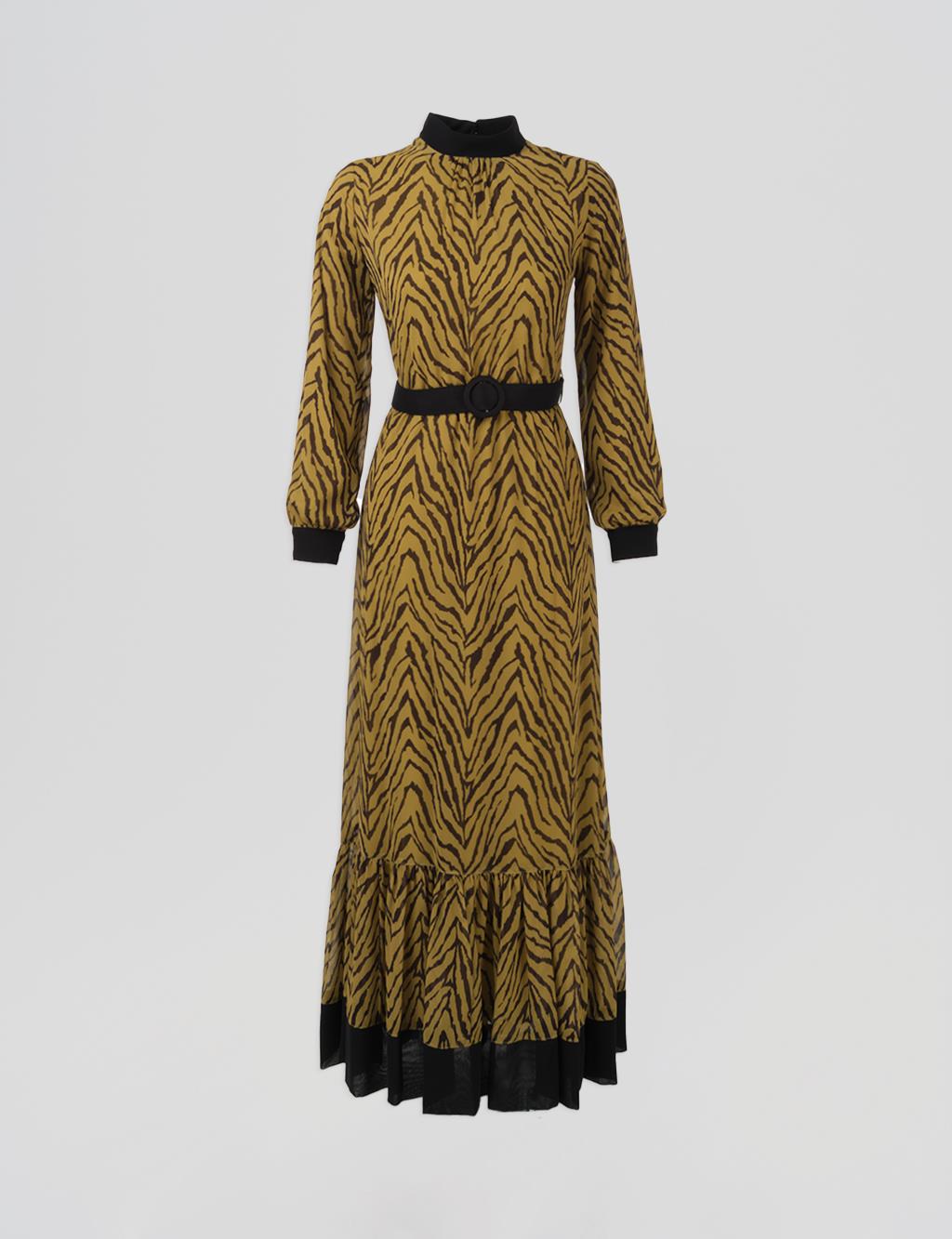 Abstract Patterned Maxi Dress Pistachio Green