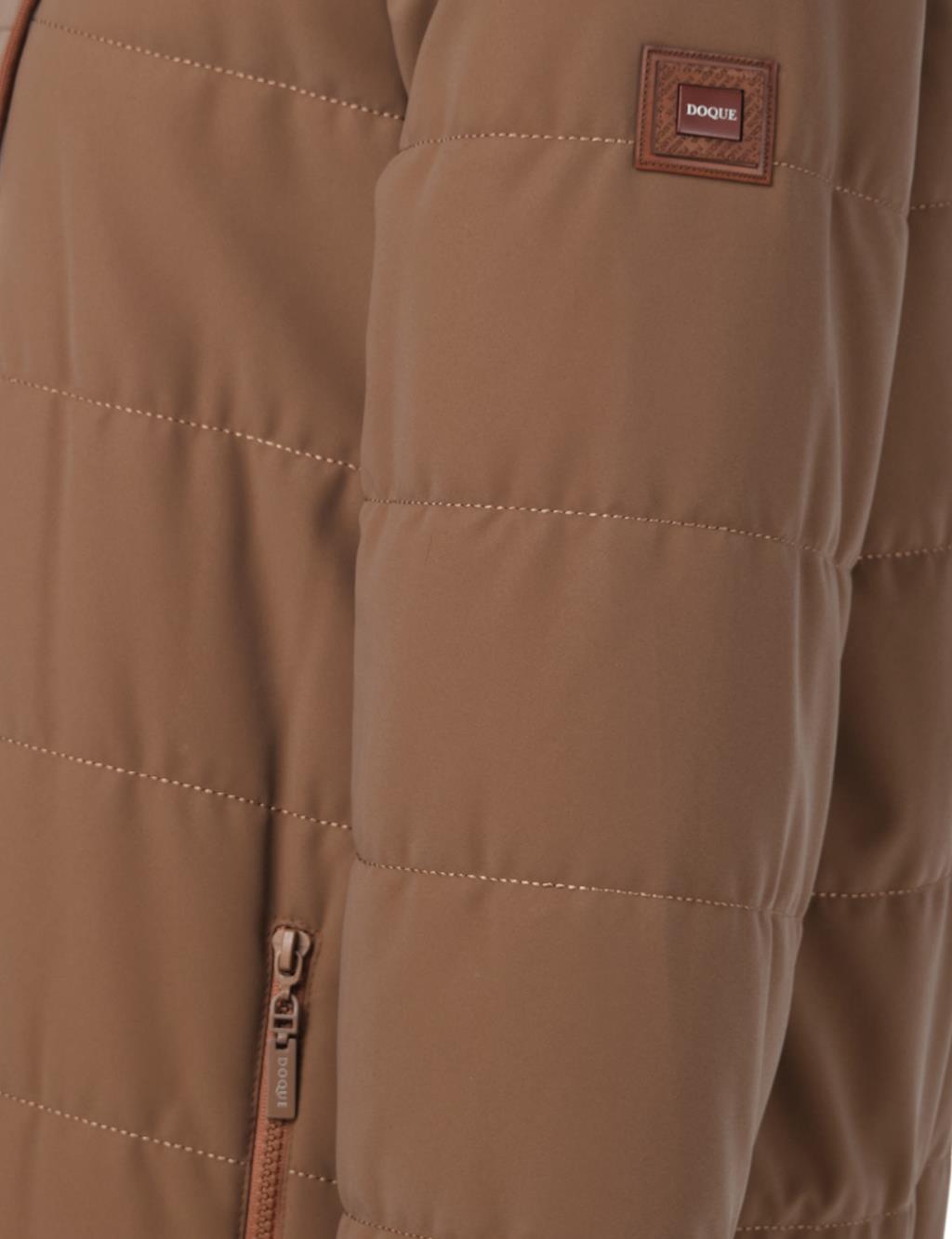 Snap-Button Detail Hooded Jacket Camel