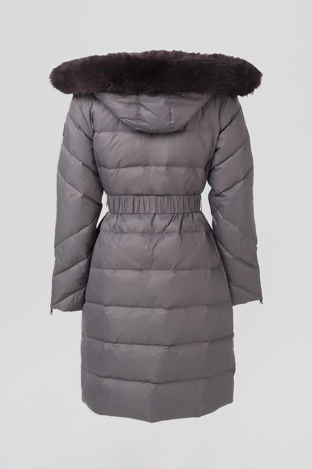 Removable Hooded Goose Down Coat Smoke