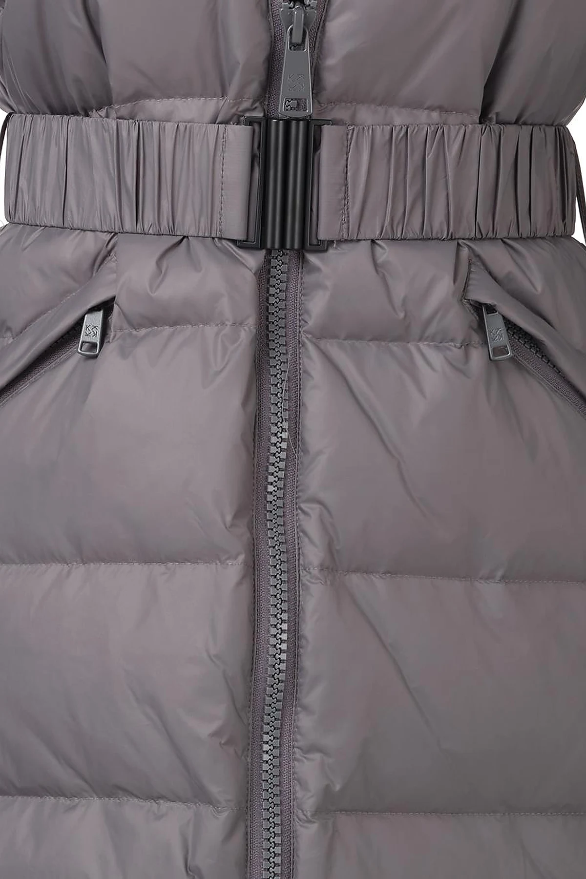 Removable Hooded Goose Down Coat Smoke