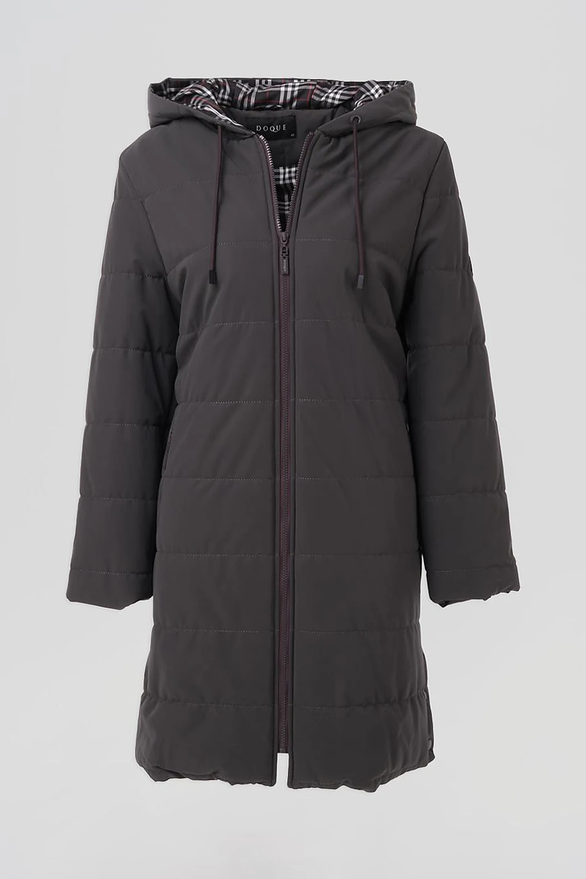 Snap-Button Detail Hooded Coat Anthracite