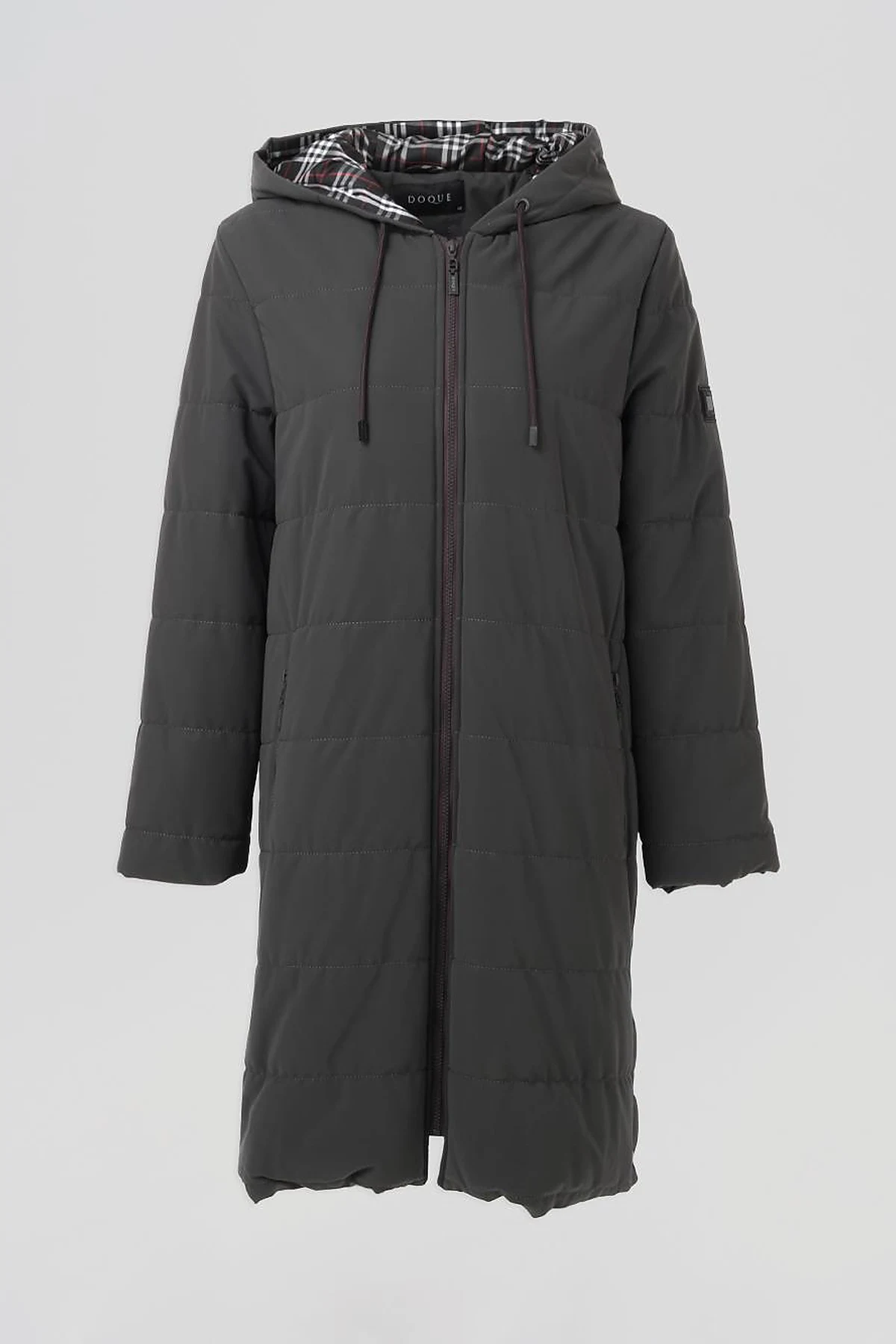 Snap-Button Detail Hooded Coat Anthracite