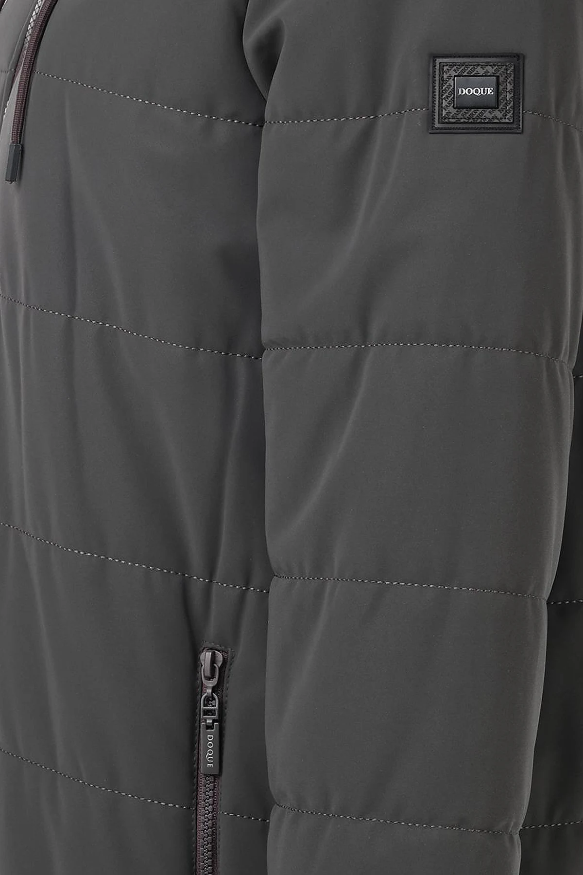 Snap-Button Detail Hooded Coat Anthracite
