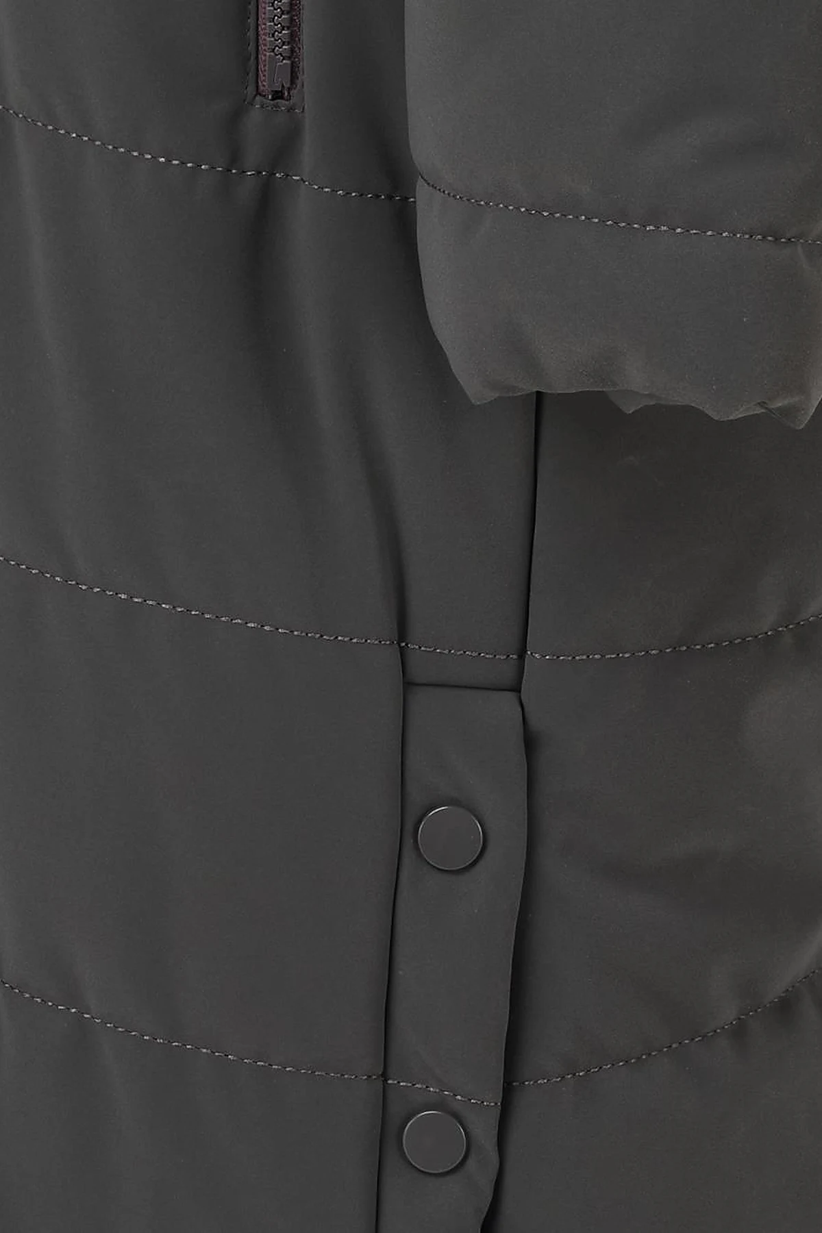 Snap-Button Detail Hooded Coat Anthracite