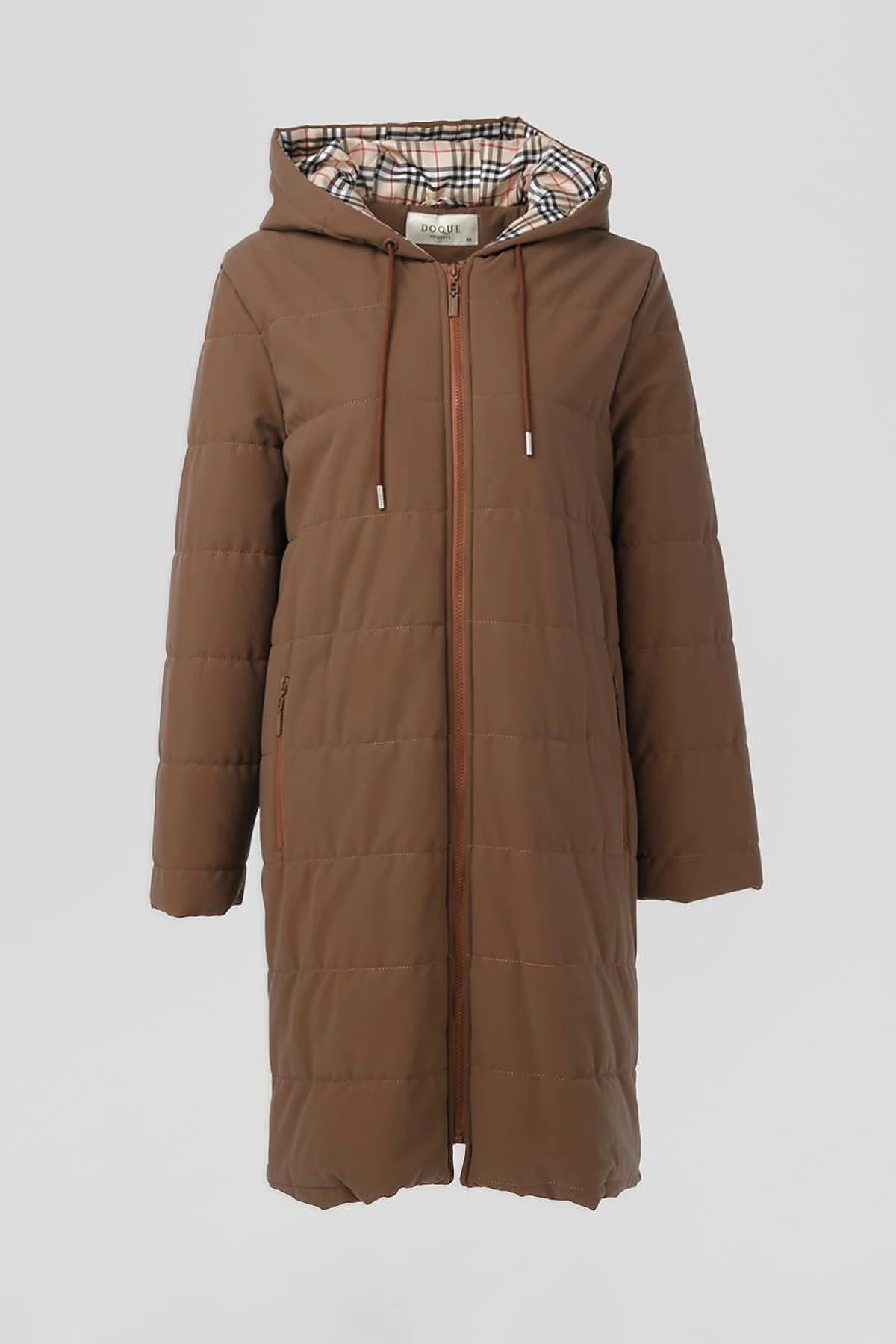 Snap-Button Detail Hooded Coat Camel