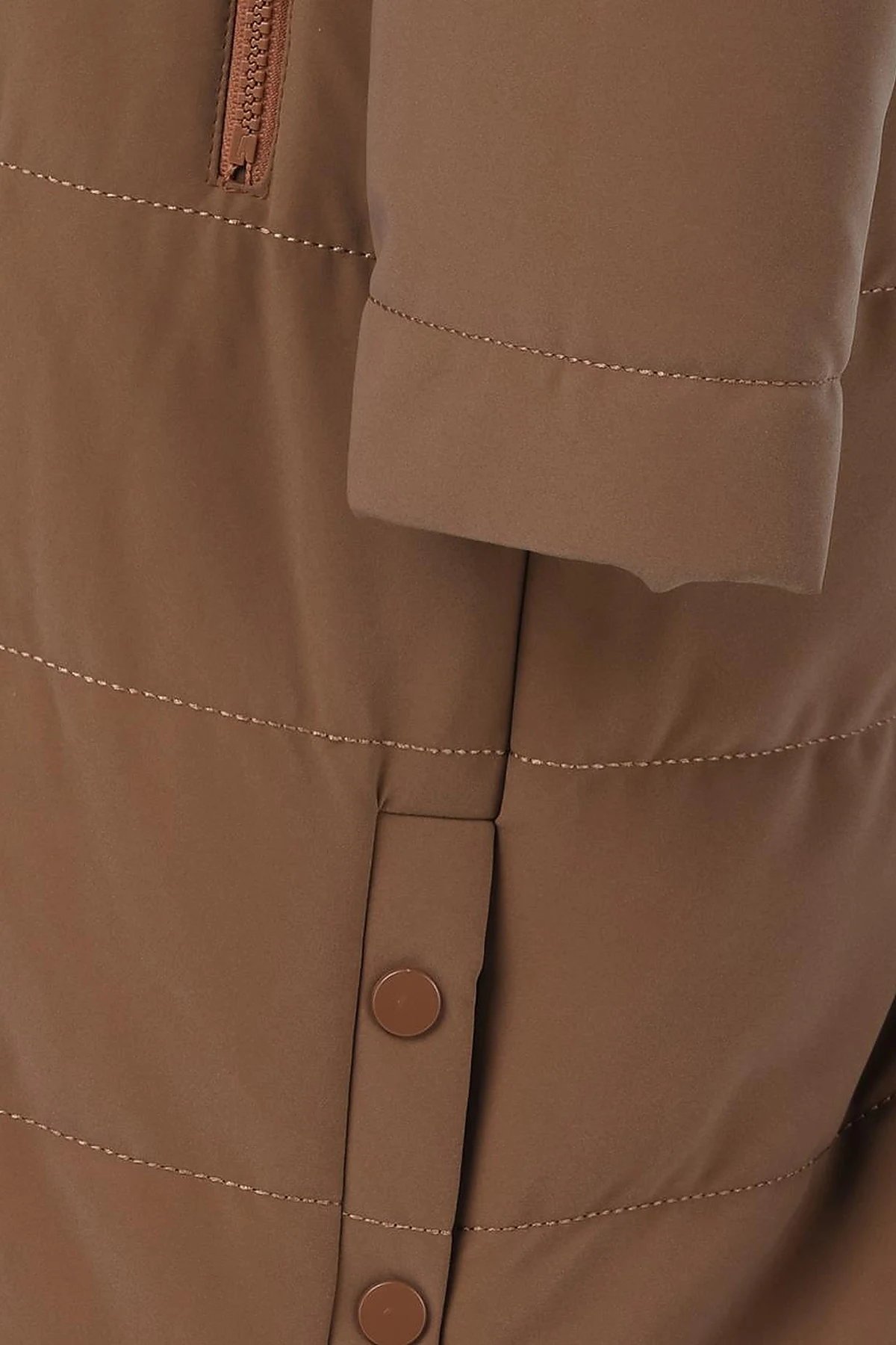 Snap-Button Detail Hooded Coat Camel