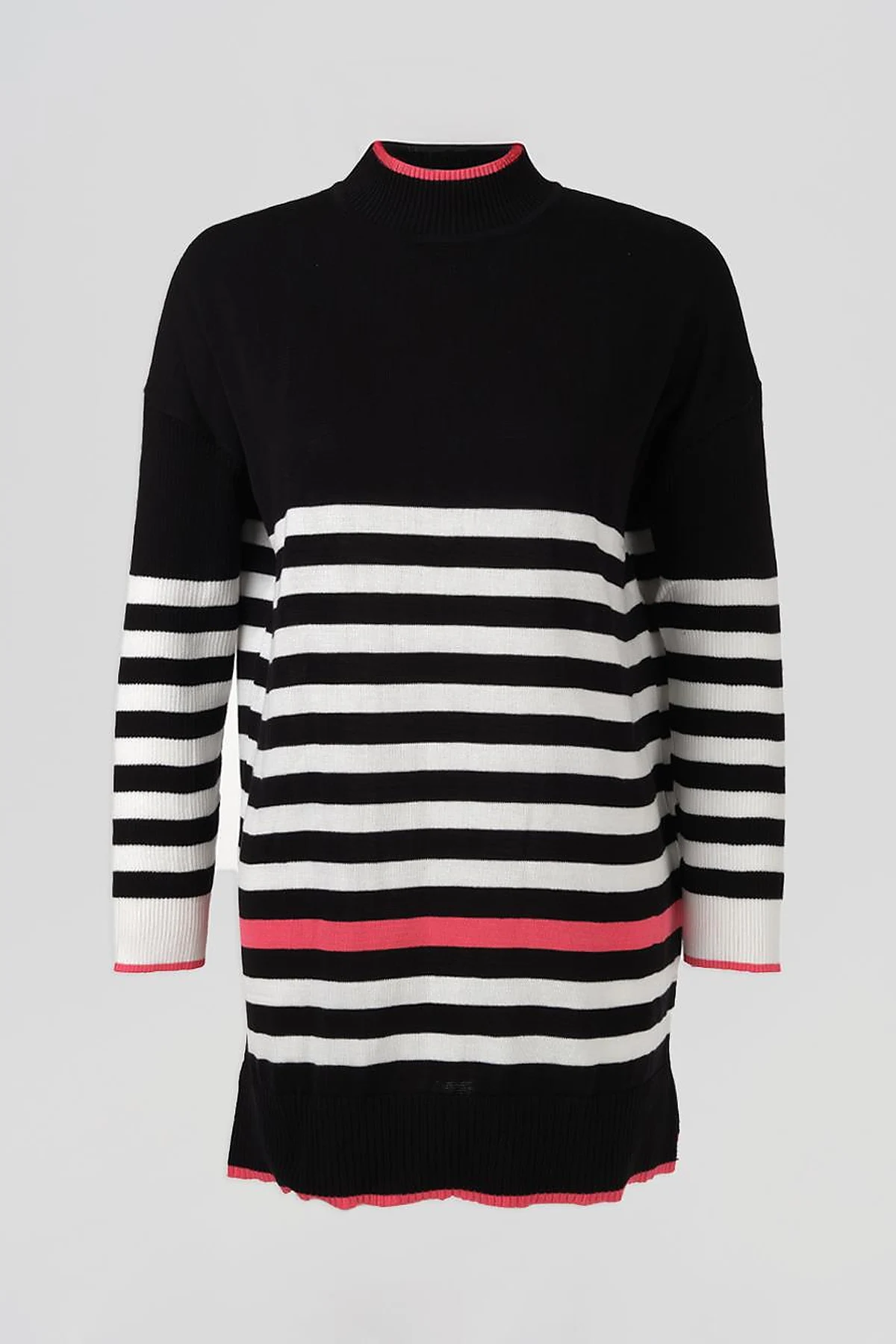Striped Knit Tunic Black