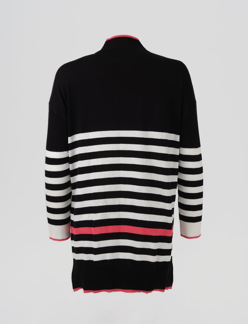 Striped Knit Tunic Black