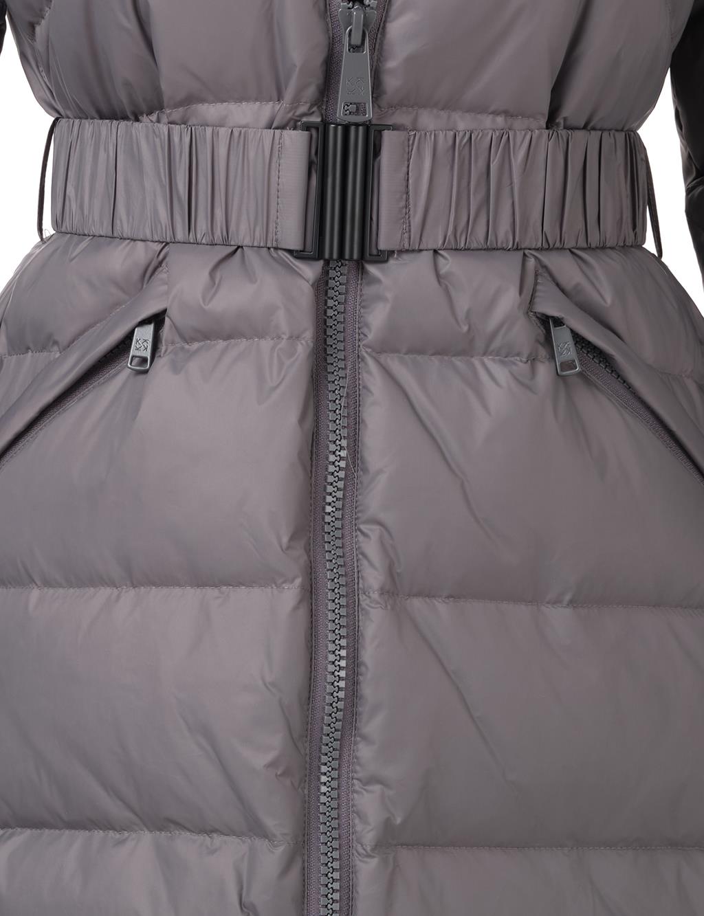 Removable Hooded Goose Down Coat Smoke
