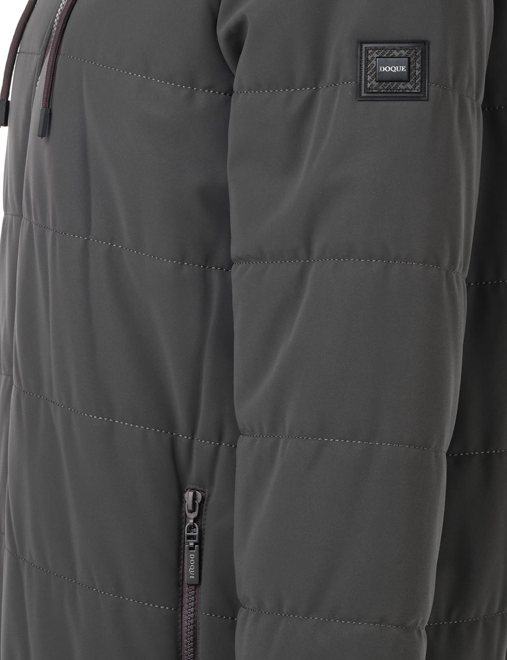 Snap-Button Detail Hooded Jacket Anthracite