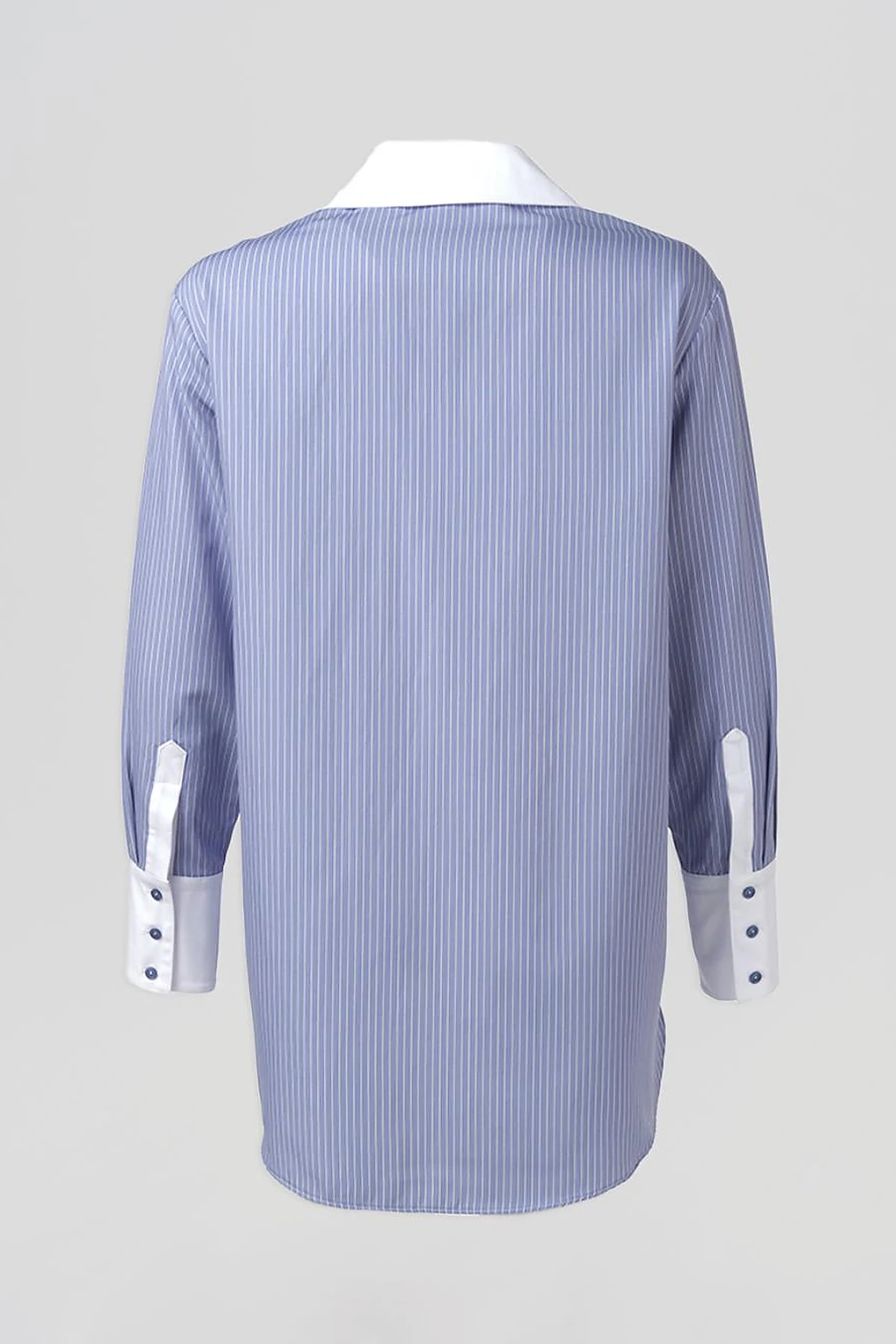 Wide-Cuffed Cotton Basic Tunic Airforce Blue