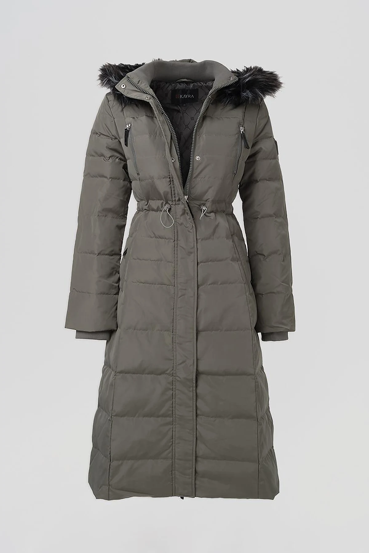 Down Feather Filled Long Coat Mildew Green