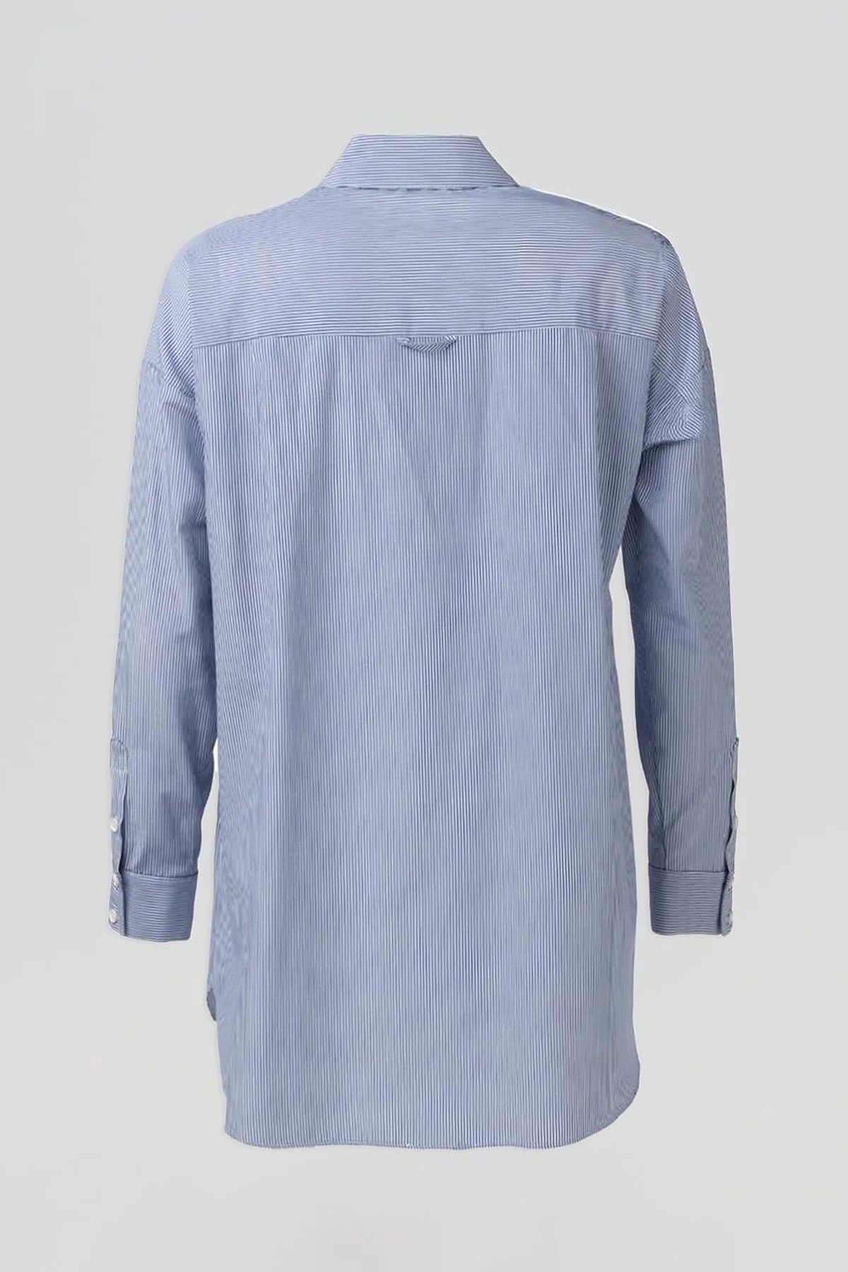 Single-Pocket Cotton Basic Tunic Blue