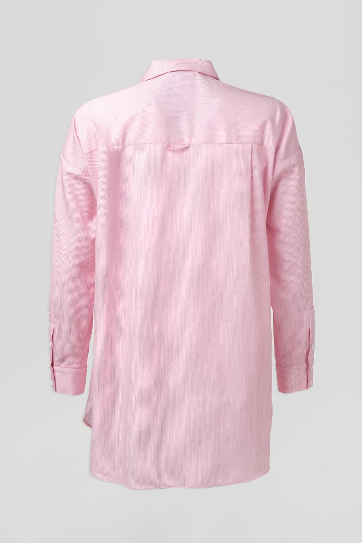 Single-Pocket Cotton Basic Tunic Pink