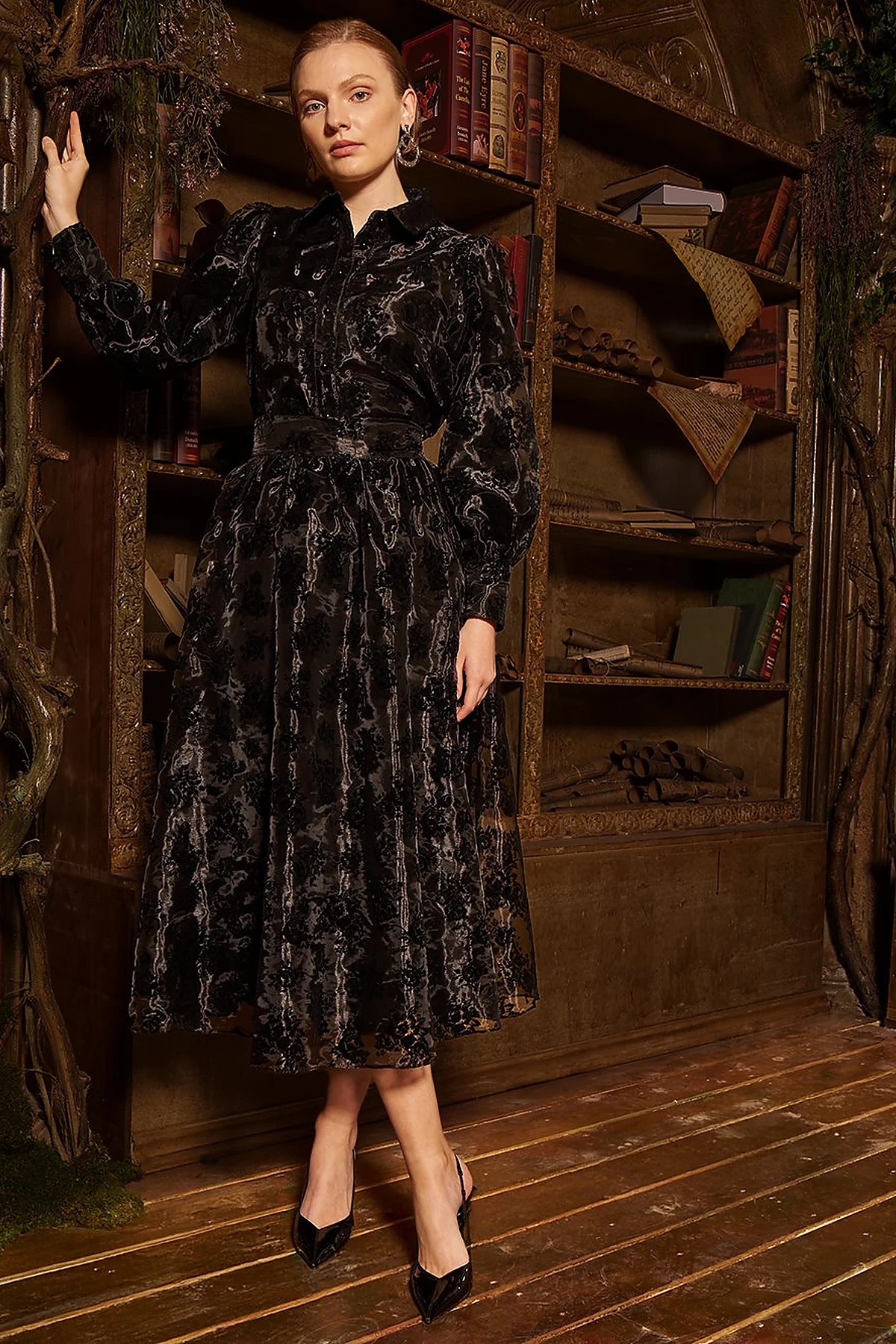 Skirted Organza Set - Black