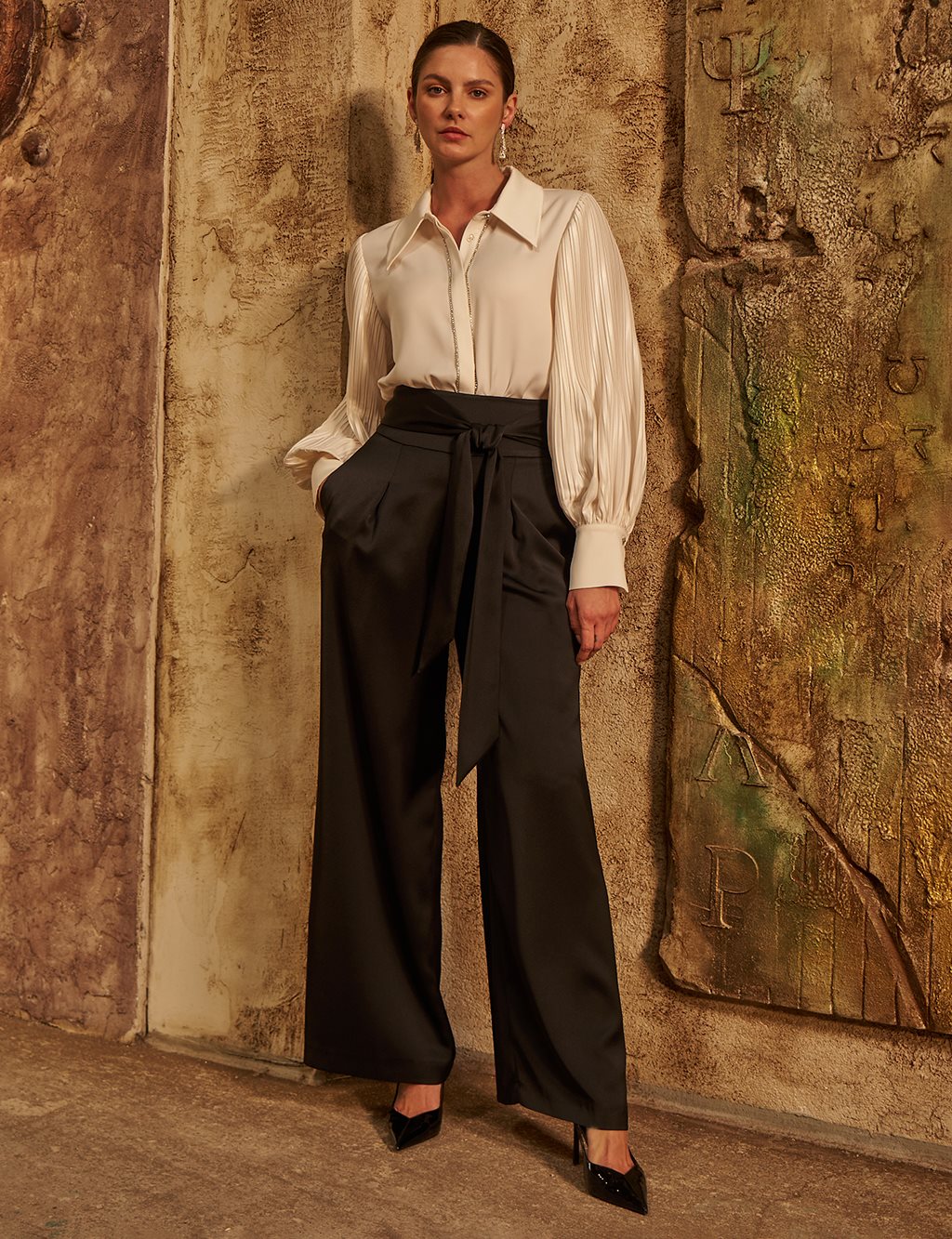 Pleated Elegant Tunic Ecru 