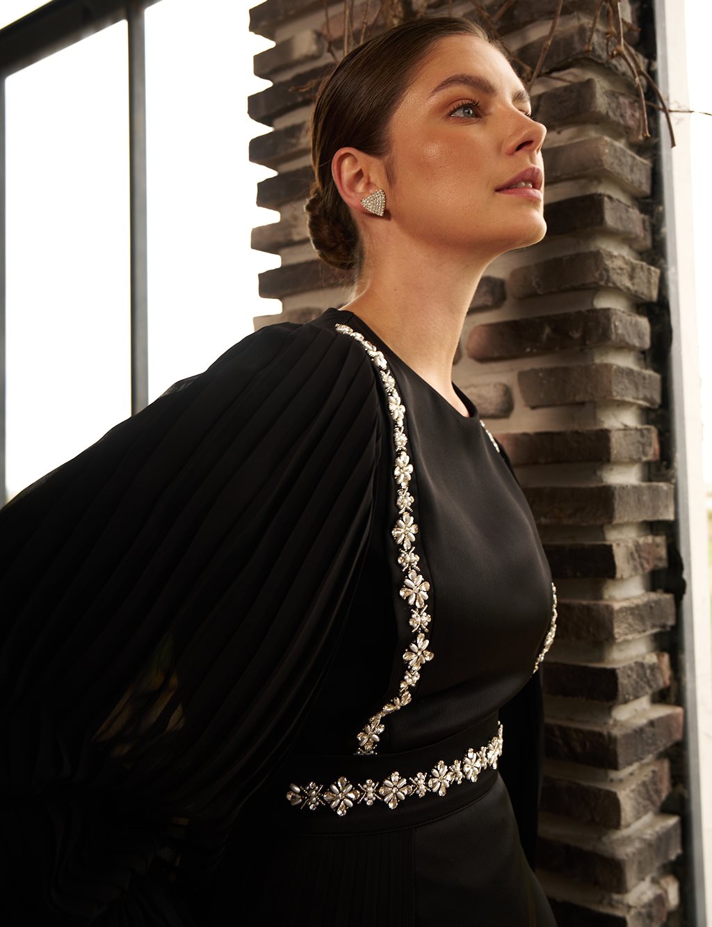 Chiffon Panel Elegant Dress Black