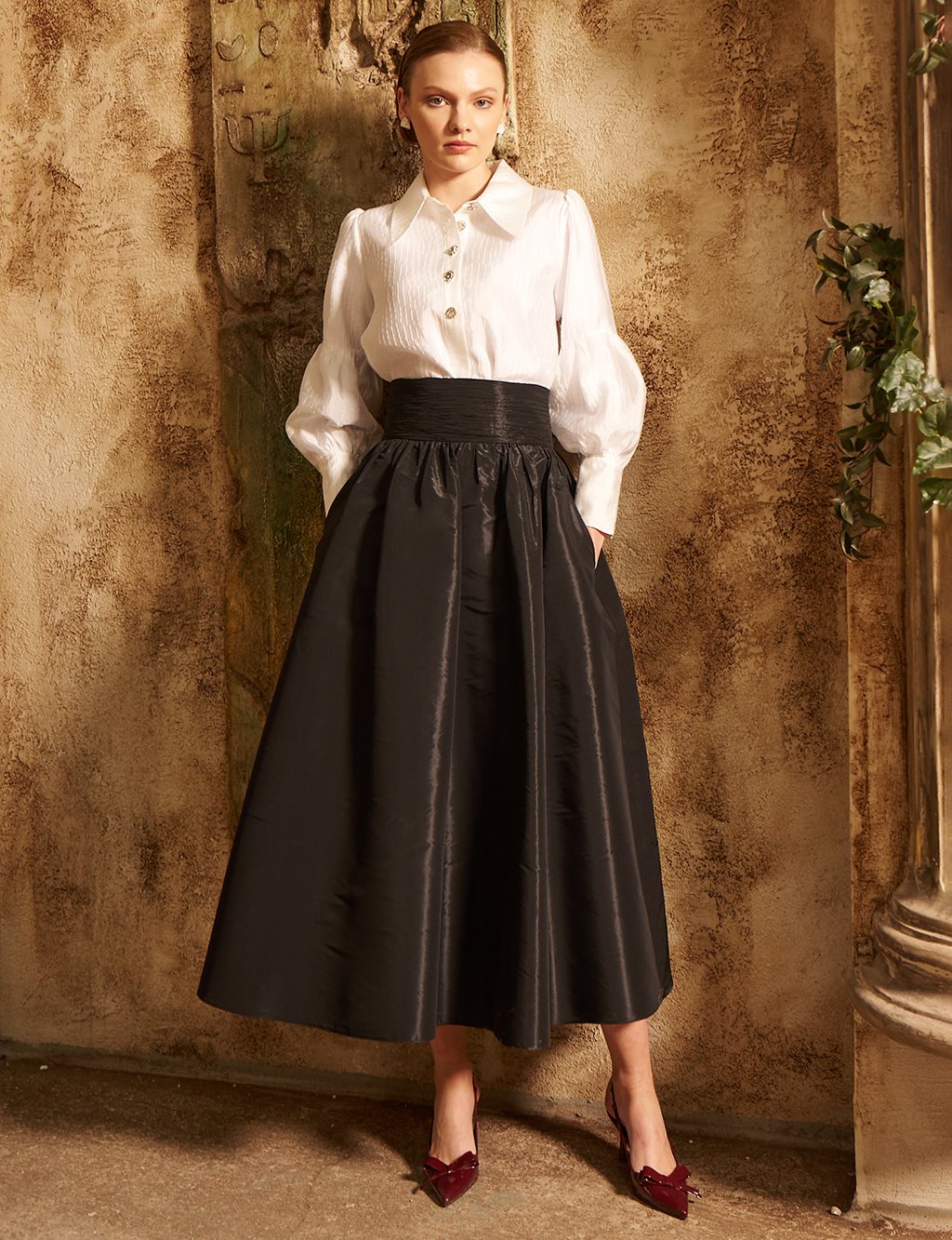 Shiny Button Elegant Blouse Optic White 