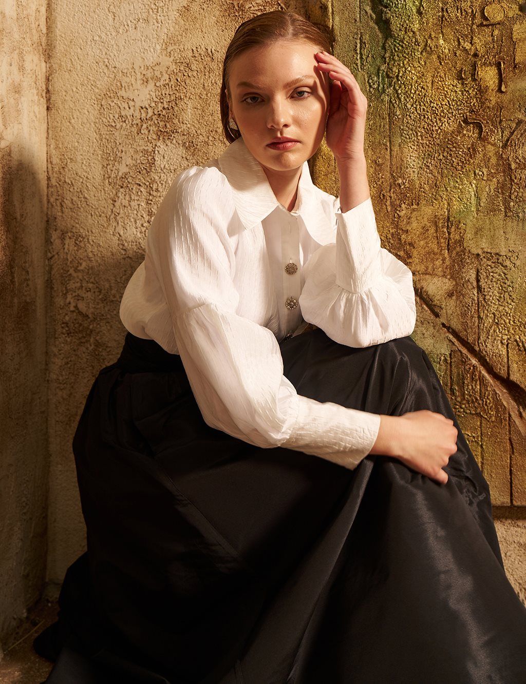 Shiny Button Elegant Blouse Optic White 