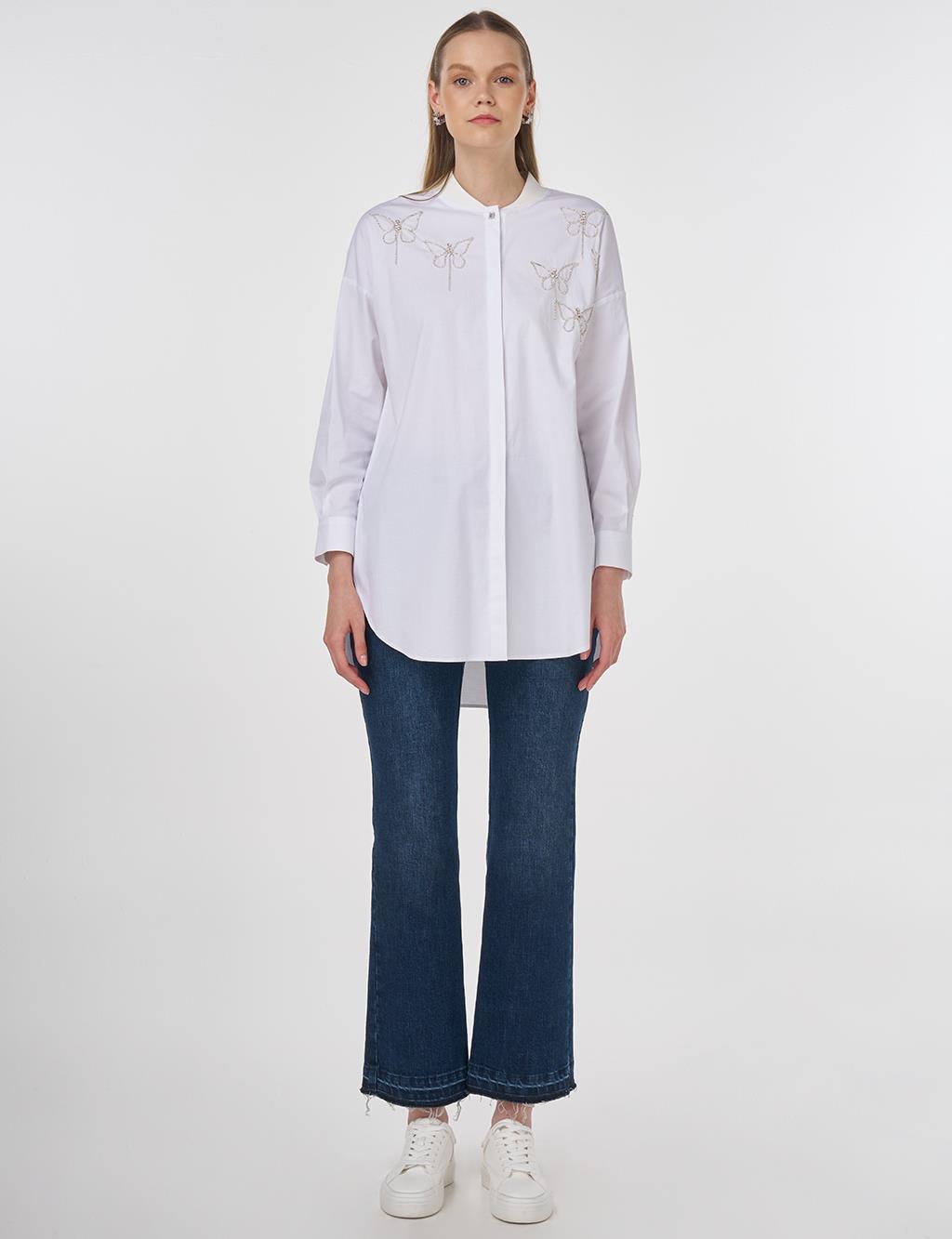 Embroidered Cotton Tunic Optic White 