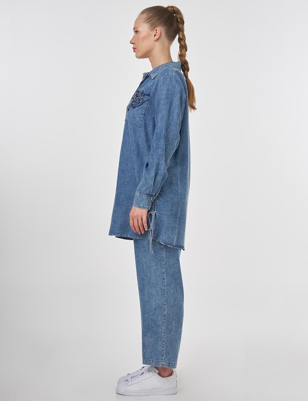Embroidered Lyocell Two-Piece Set Towel Washed