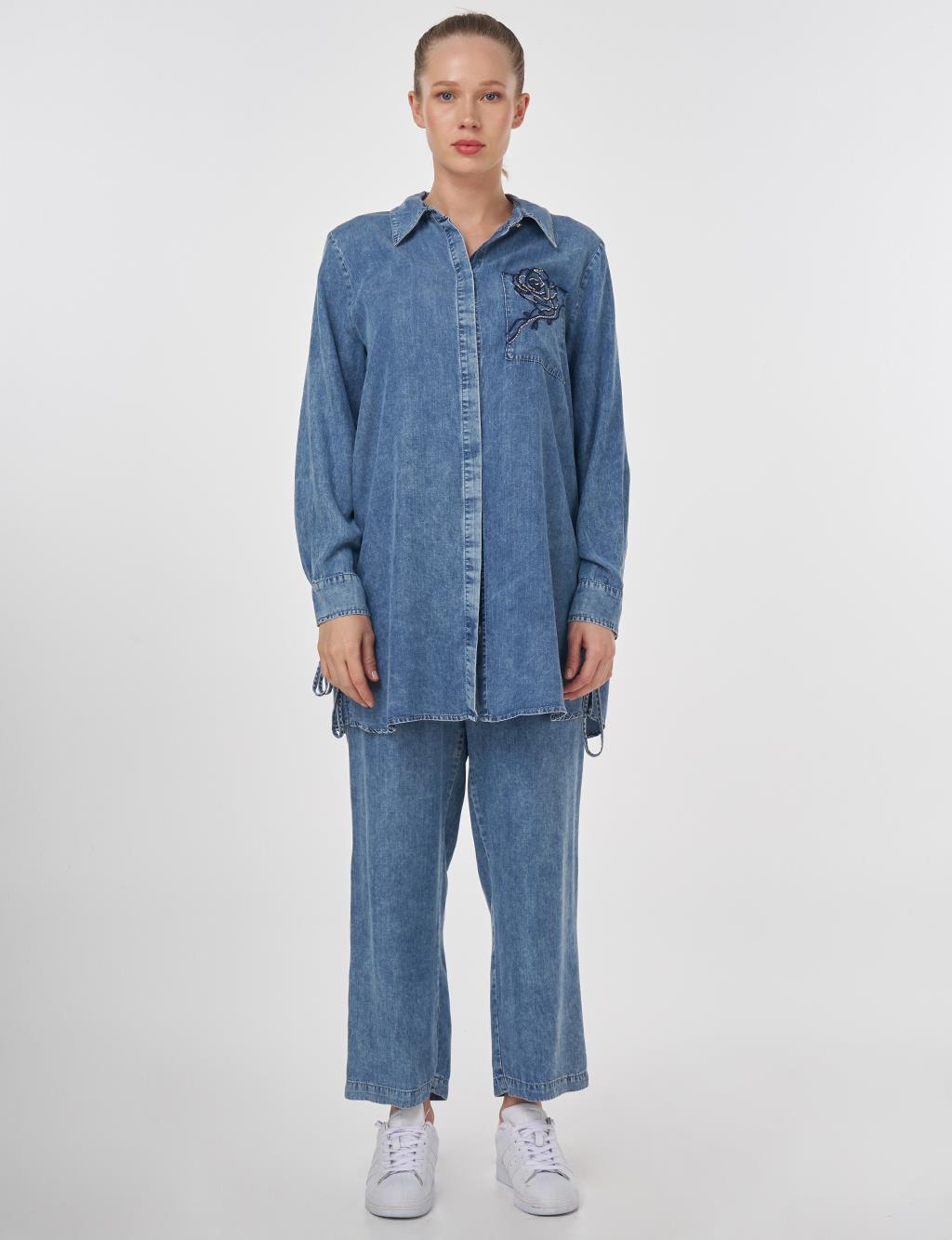 Embroidered Lyocell Two-Piece Set Towel Washed