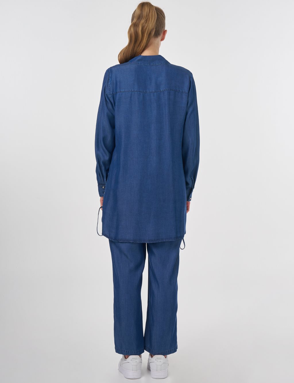 Embroidered Lyocell Two-Piece Set Indigo