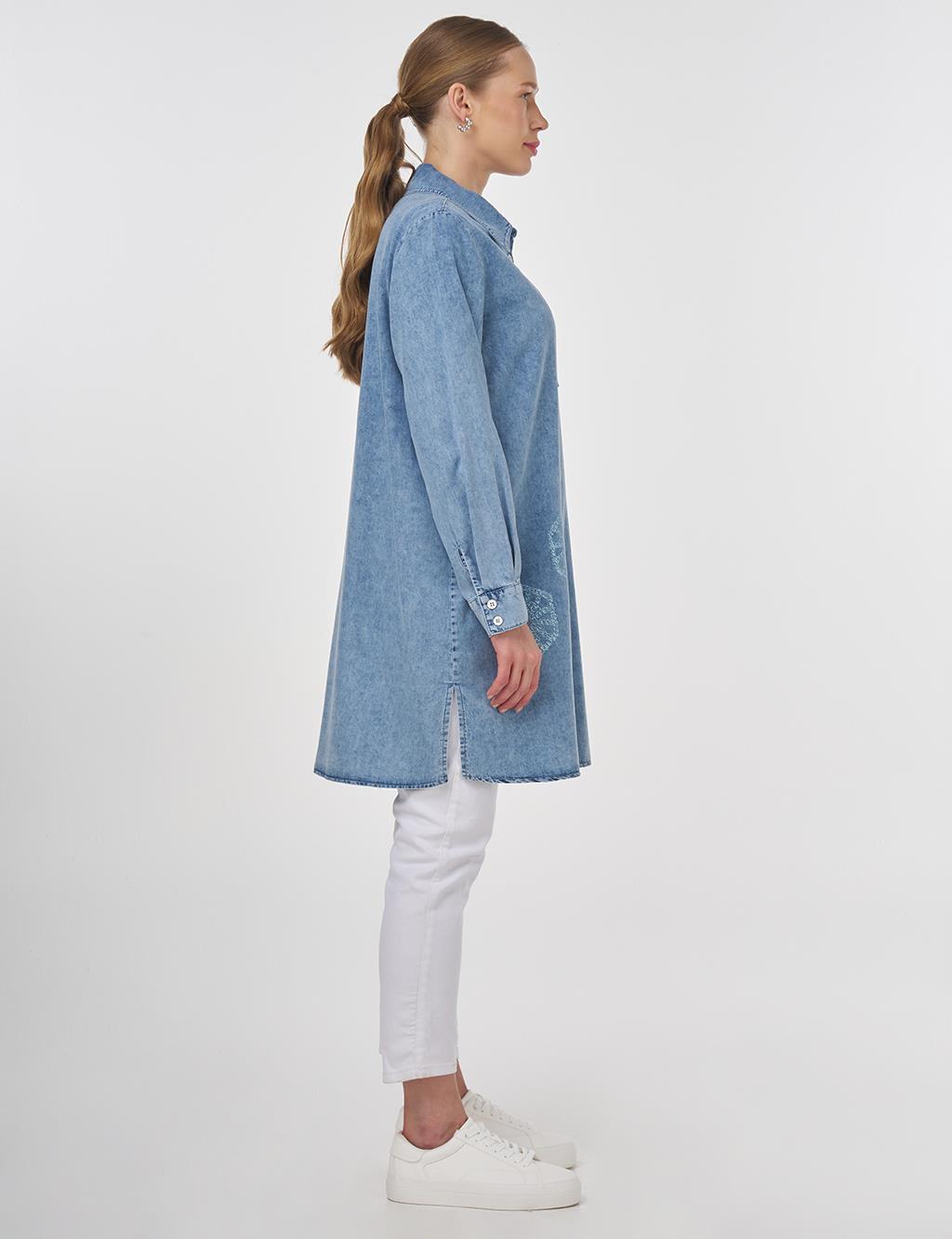 Printed Long Lyocell Tunic Towel Washed 