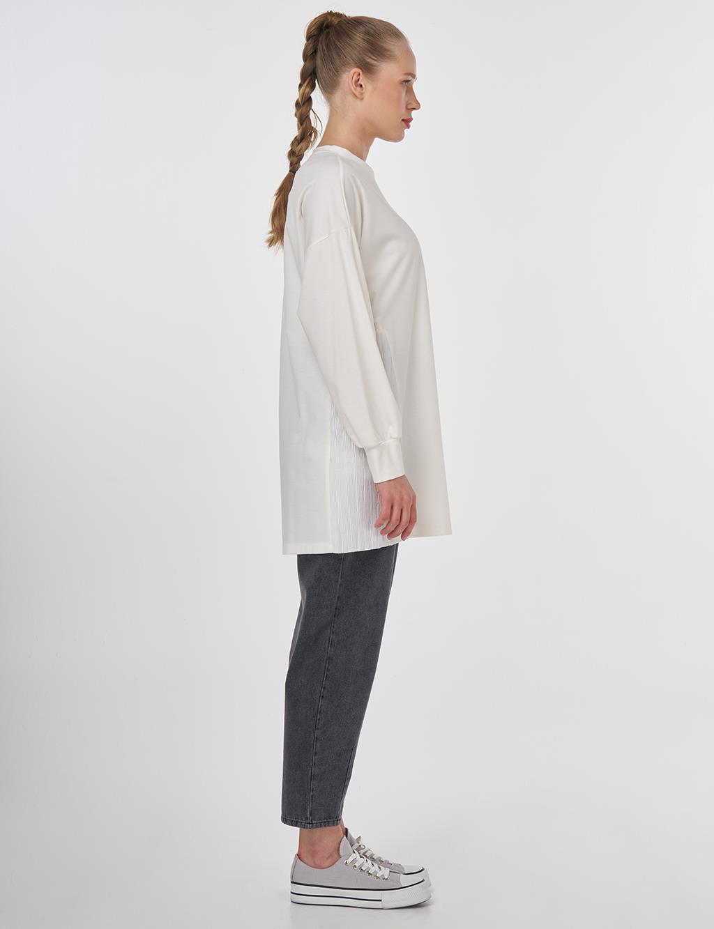 Graphic Printed Knit Sweatshirt Ecru 
