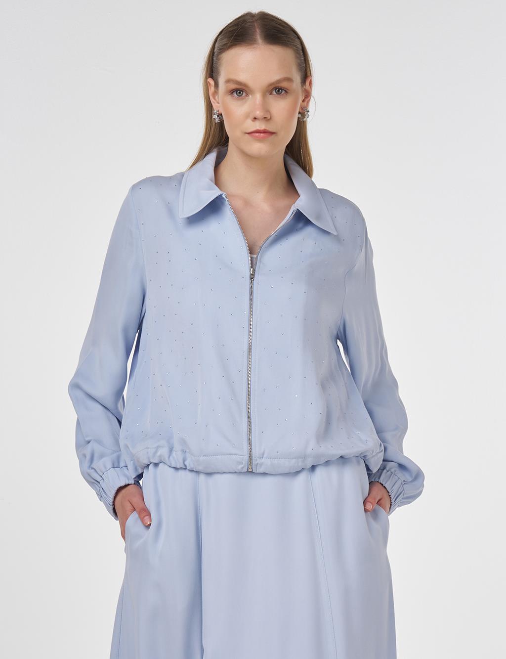 Hotfix Printed Modal Two-Piece Set in Light Blue