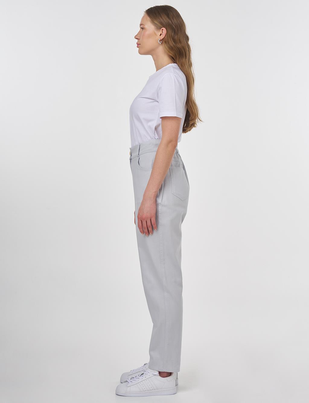 Carrot Cut Canvas Trousers Blue