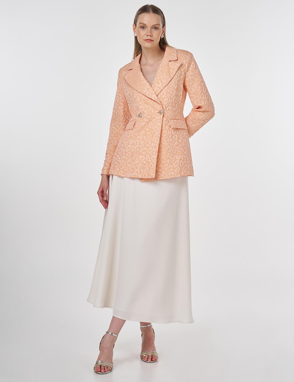 Stone-Embellished Jacquard Blazer Jacket Peach